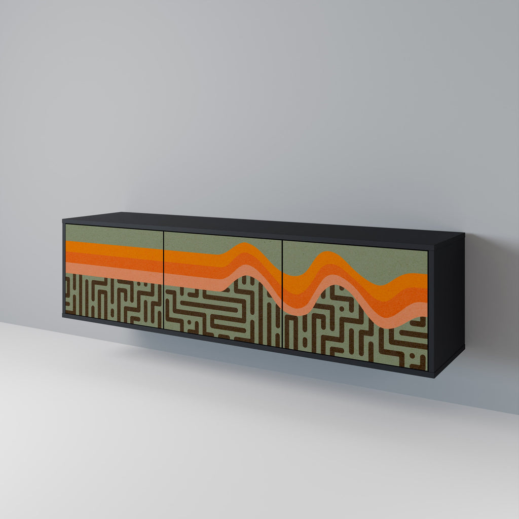 SIMPLE SOLUTIONS TV-Lowboard mit 3 Türen in Schwarz