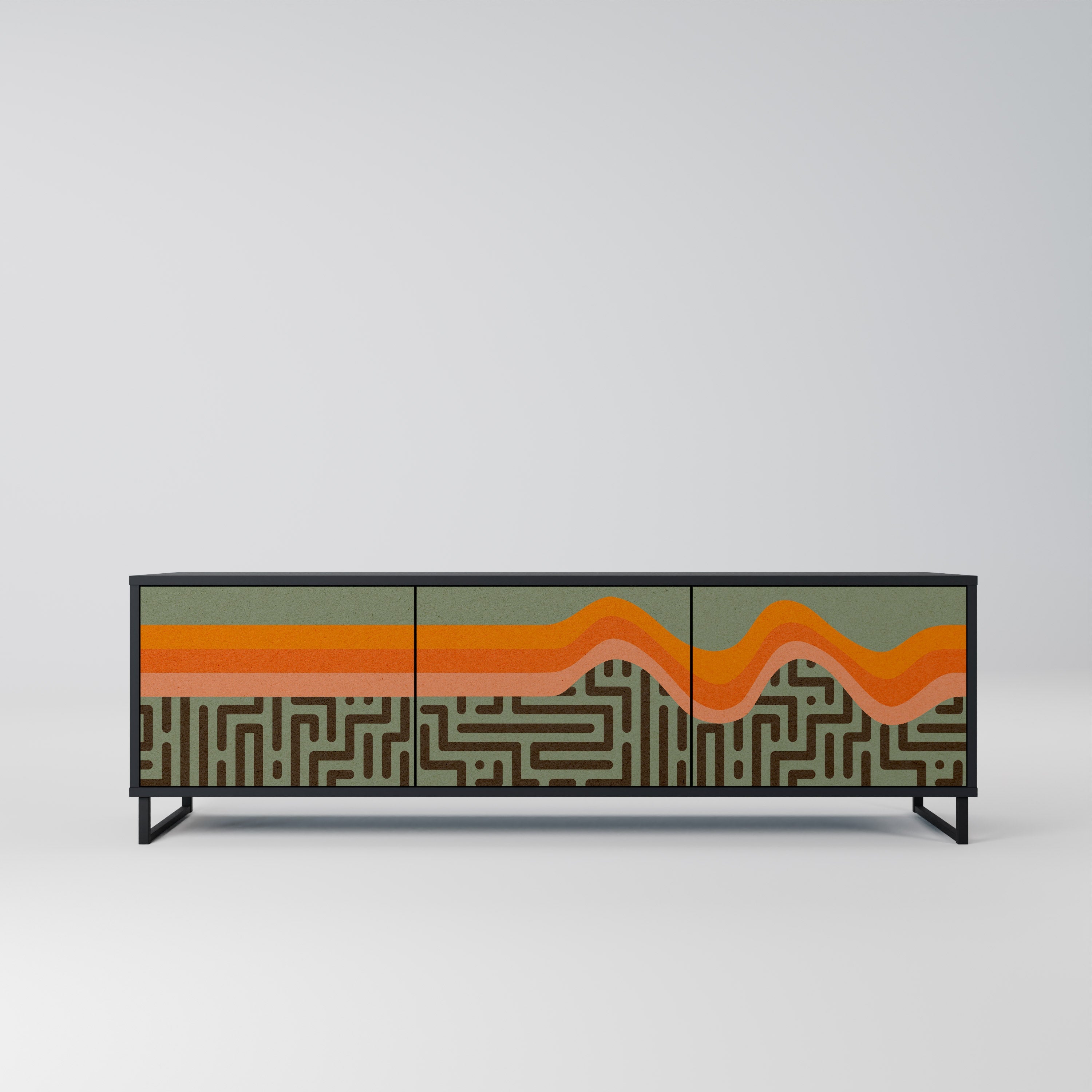 SIMPLE SOLUTIONS TV-Lowboard mit 3 Türen in Schwarz