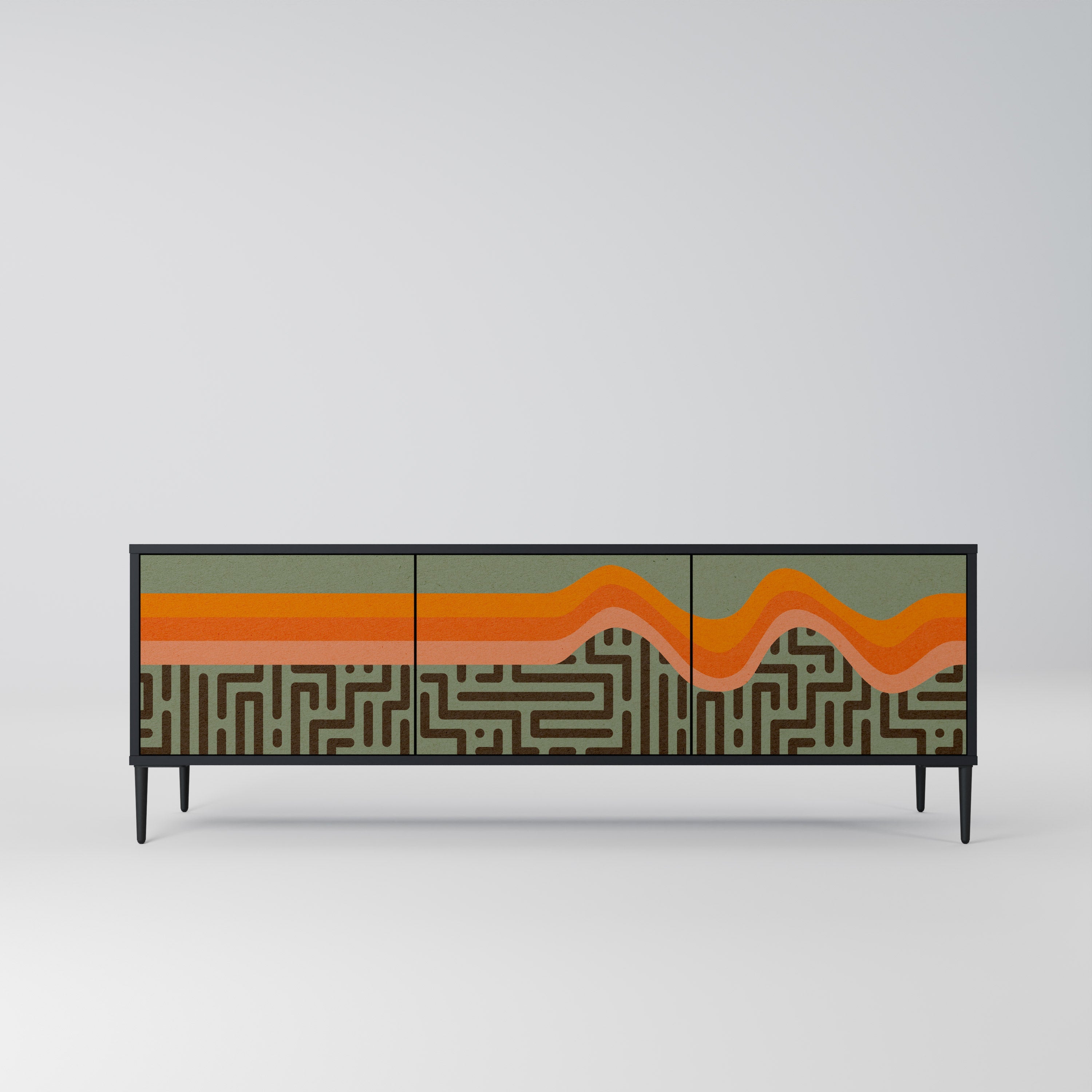 SIMPLE SOLUTIONS TV-Lowboard mit 3 Türen in Schwarz