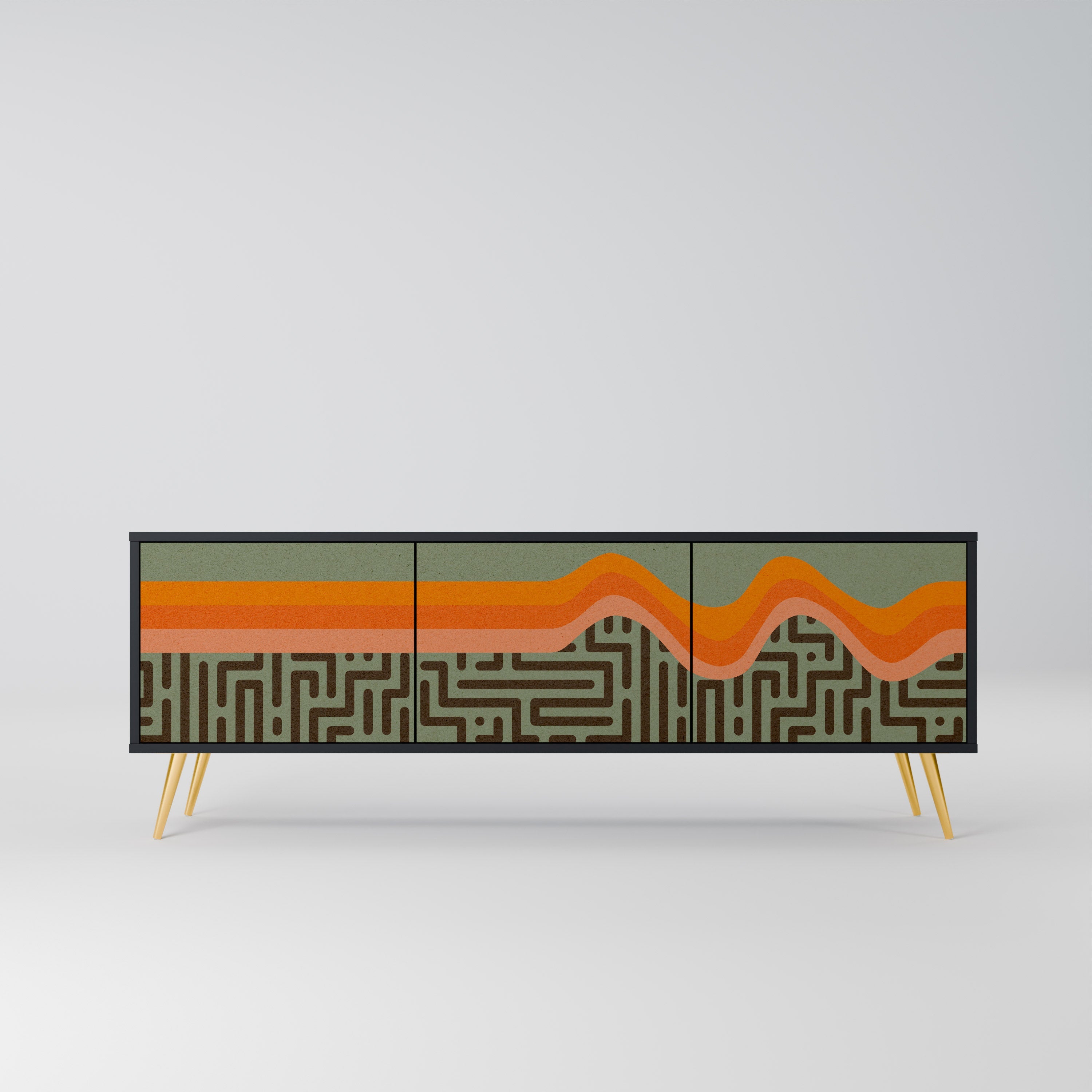 SIMPLE SOLUTIONS TV-Lowboard mit 3 Türen in Schwarz