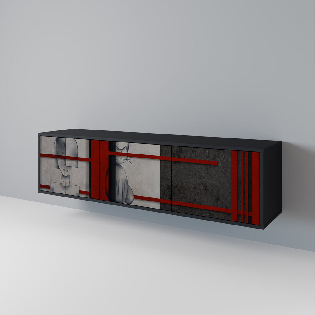 GRAY FIGURES TV-Lowboard mit 3 Türen in Schwarz