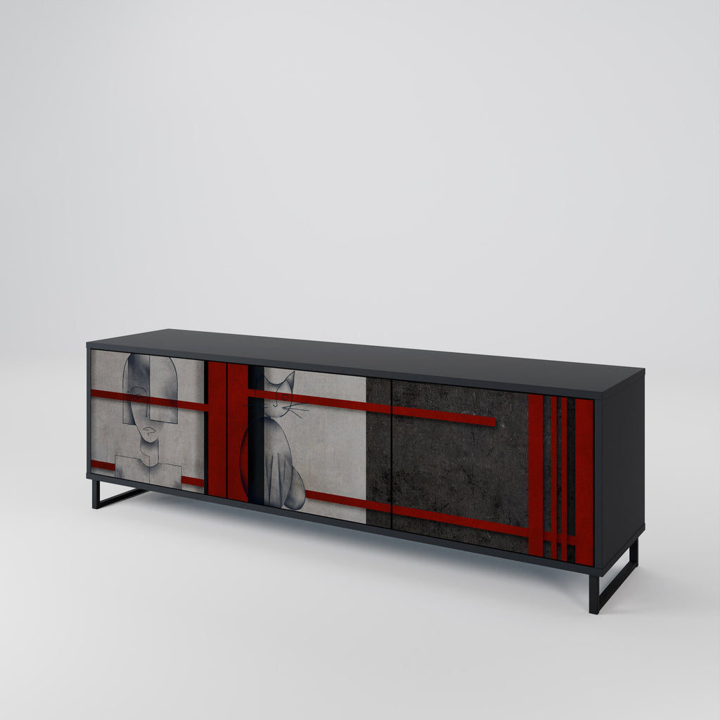 GRAY FIGURES TV-Lowboard mit 3 Türen in Schwarz