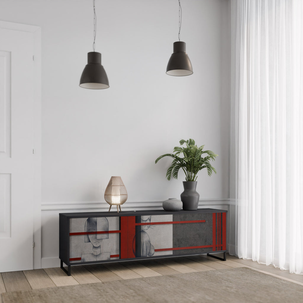 GRAY FIGURES TV-Lowboard mit 3 Türen in Schwarz