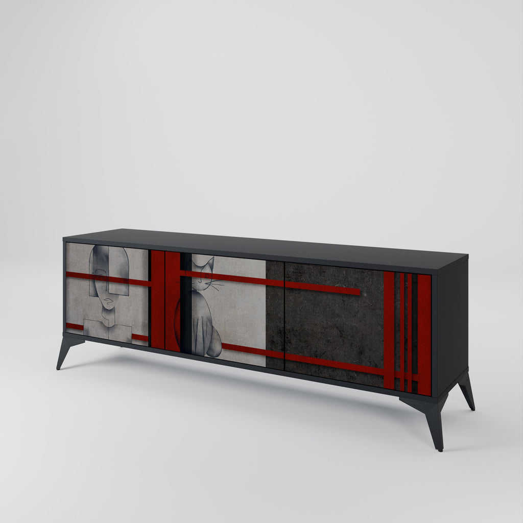 GRAY FIGURES TV-Lowboard mit 3 Türen in Schwarz