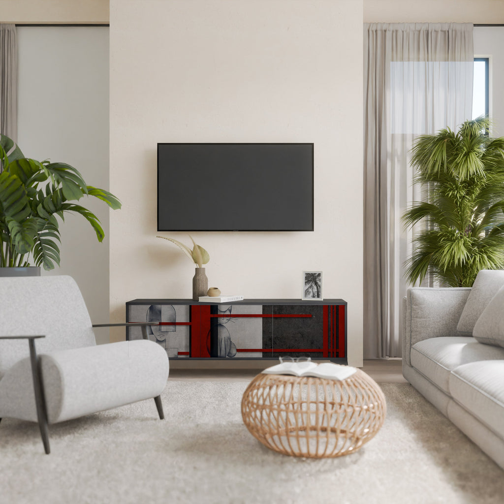 GRAY FIGURES TV-Lowboard mit 3 Türen in Schwarz