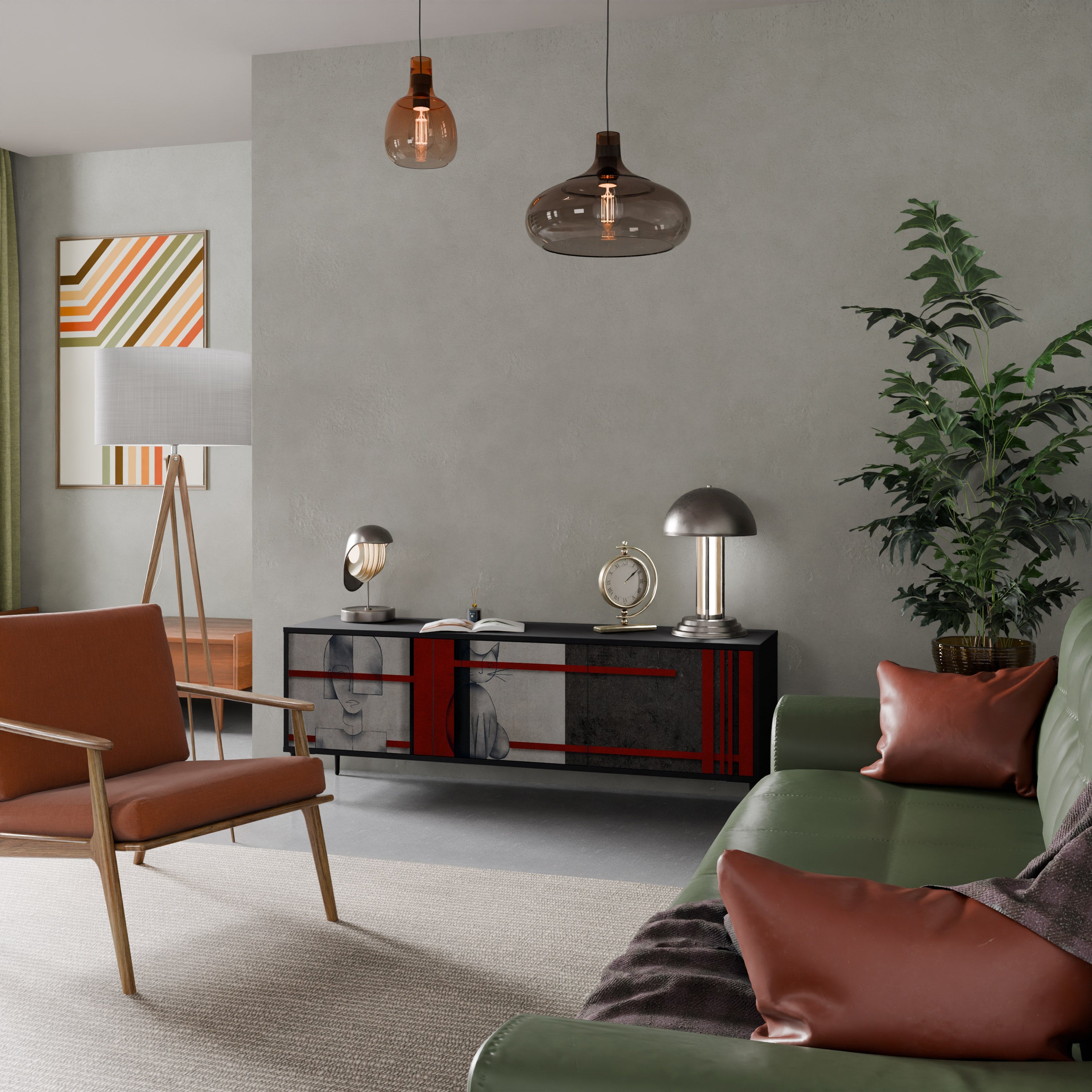 GRAY FIGURES TV-Lowboard mit 3 Türen in Schwarz