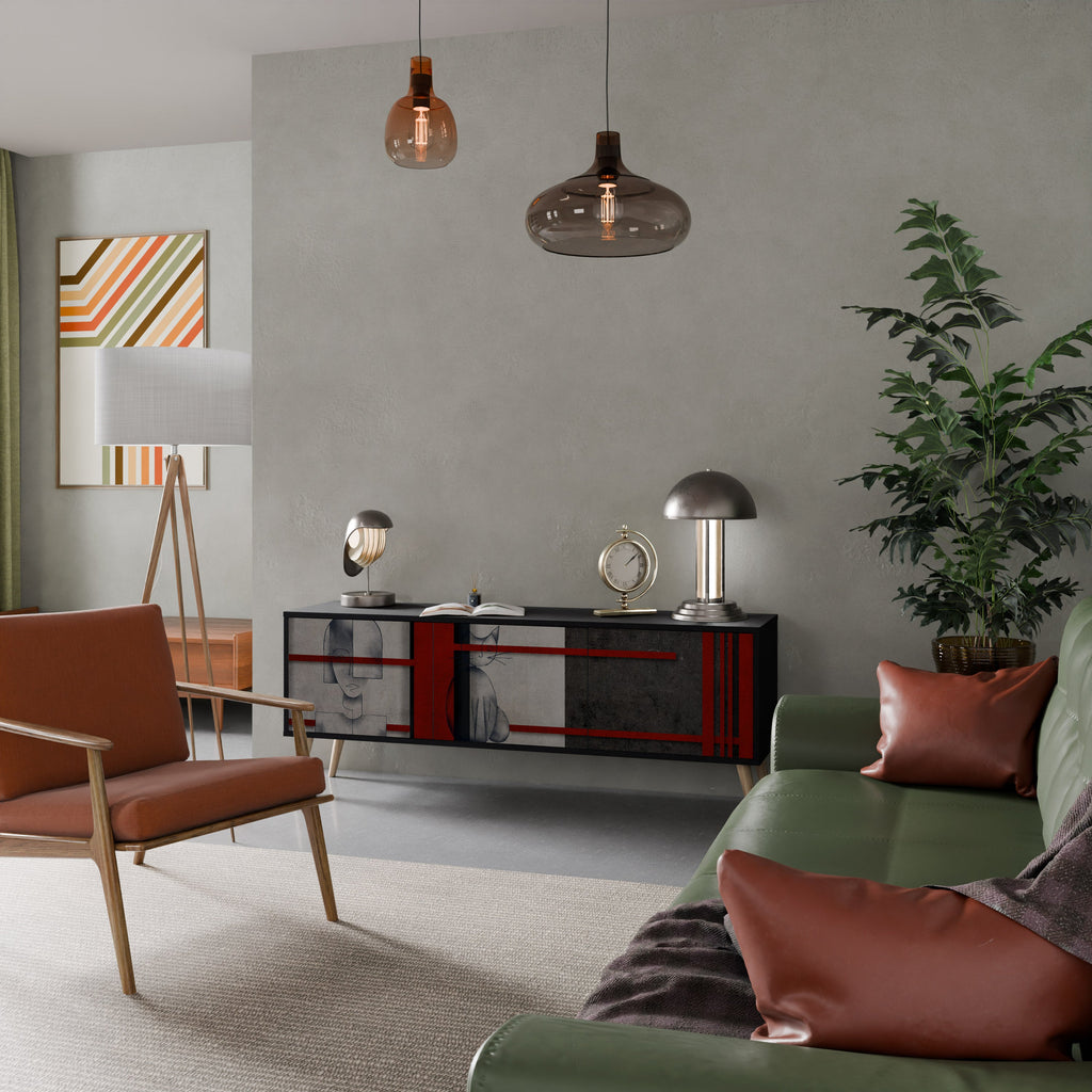 GRAY FIGURES TV-Lowboard mit 3 Türen in Schwarz