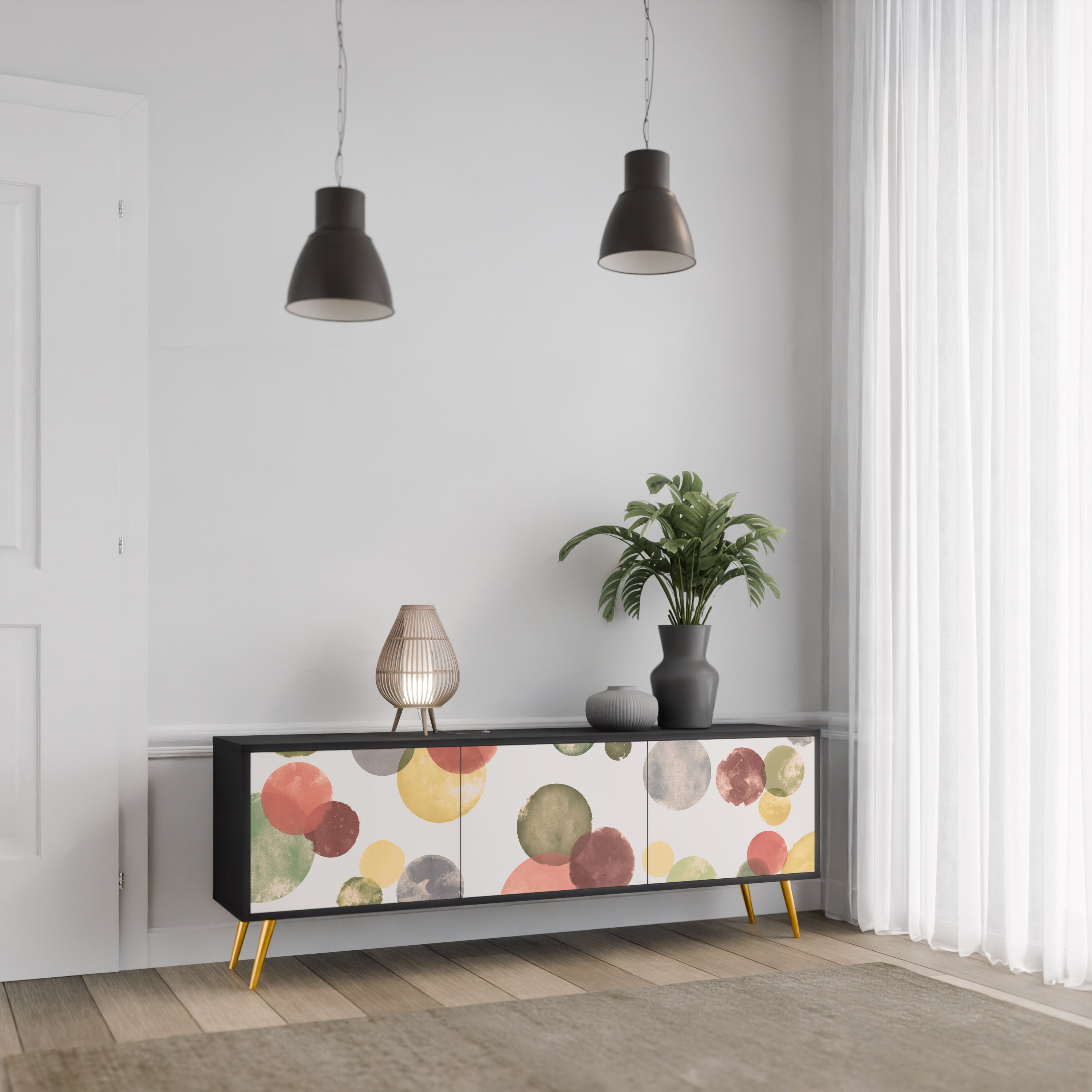 FLEETING HAPPINESS TV-Lowboard mit 3 Türen in Schwarz