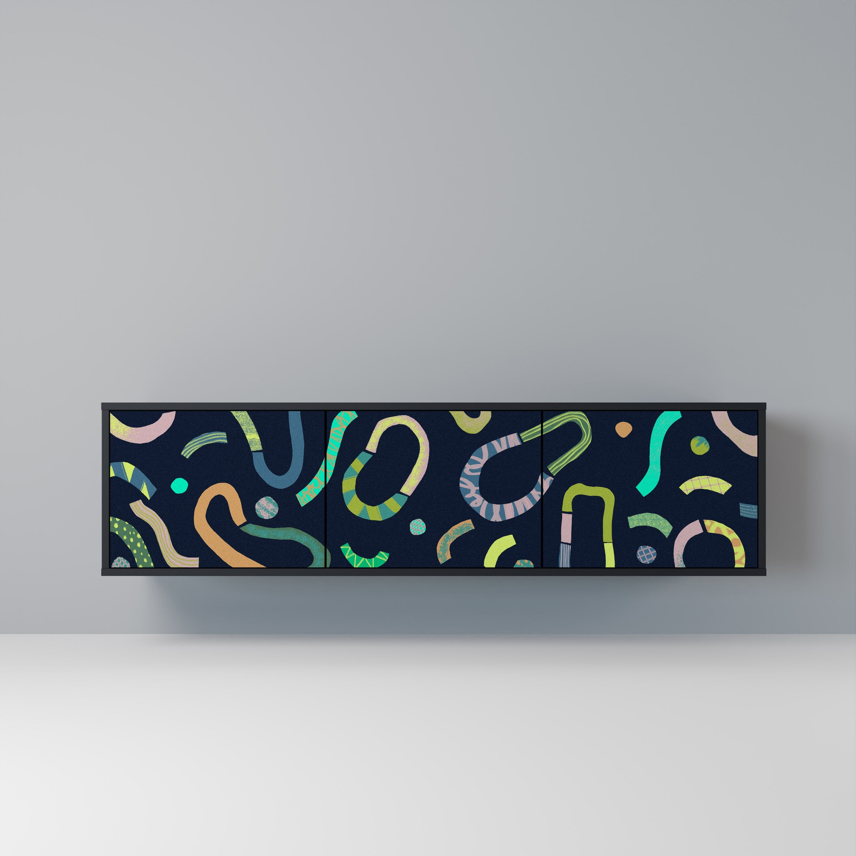 CONTRAST DANCE TV-Lowboard mit 3 Türen in Schwarz