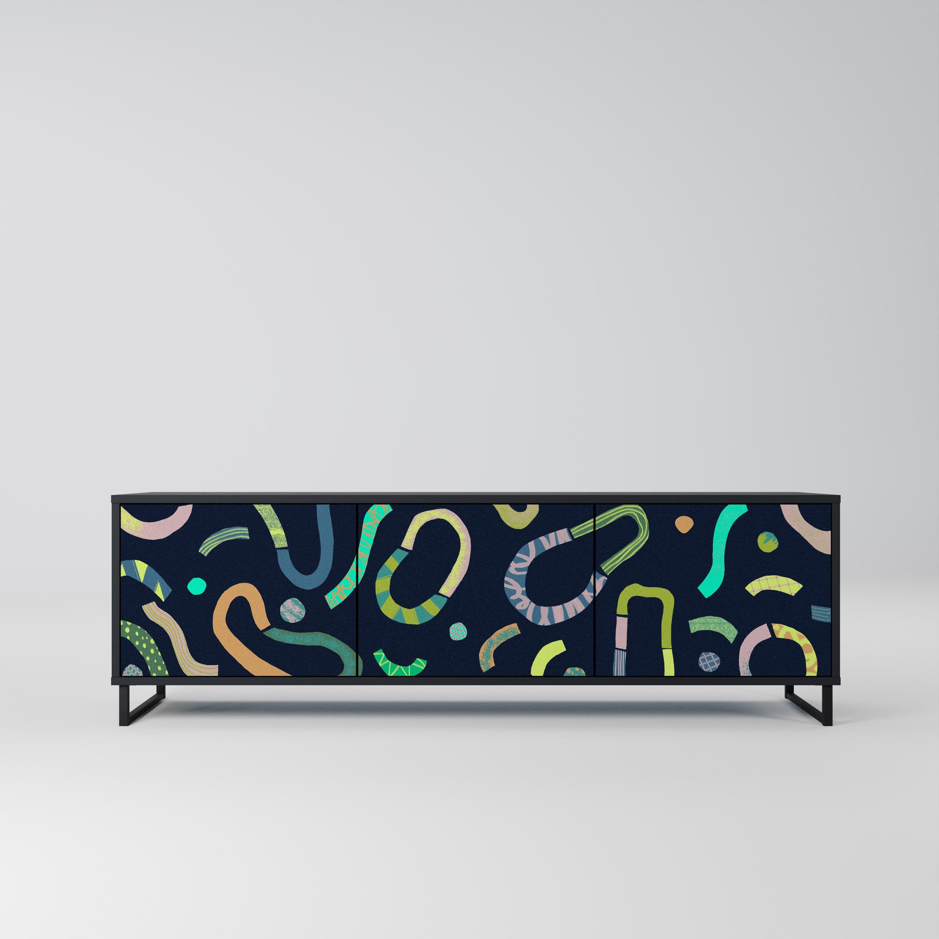 CONTRAST DANCE TV-Lowboard mit 3 Türen in Schwarz