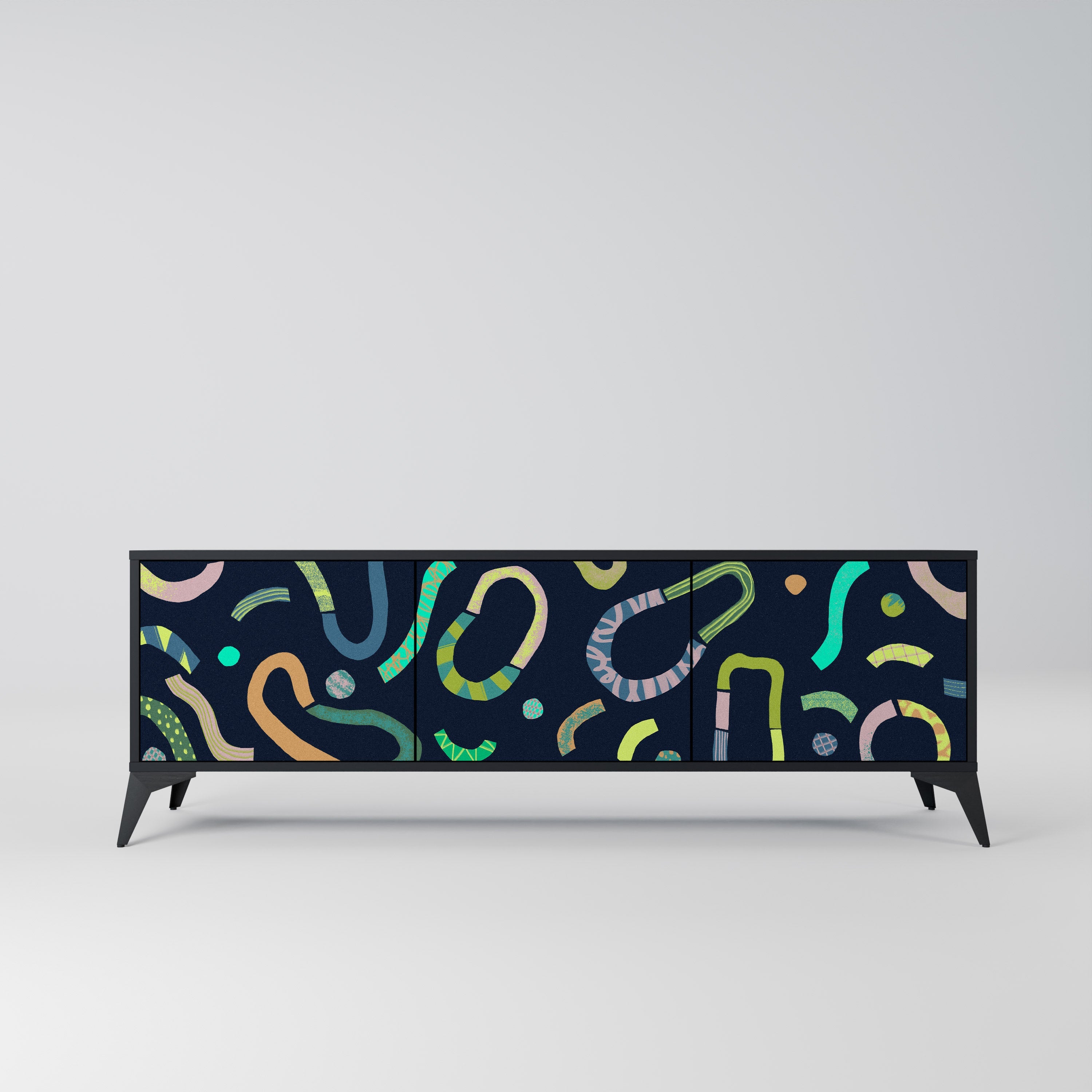 CONTRAST DANCE TV-Lowboard mit 3 Türen in Schwarz