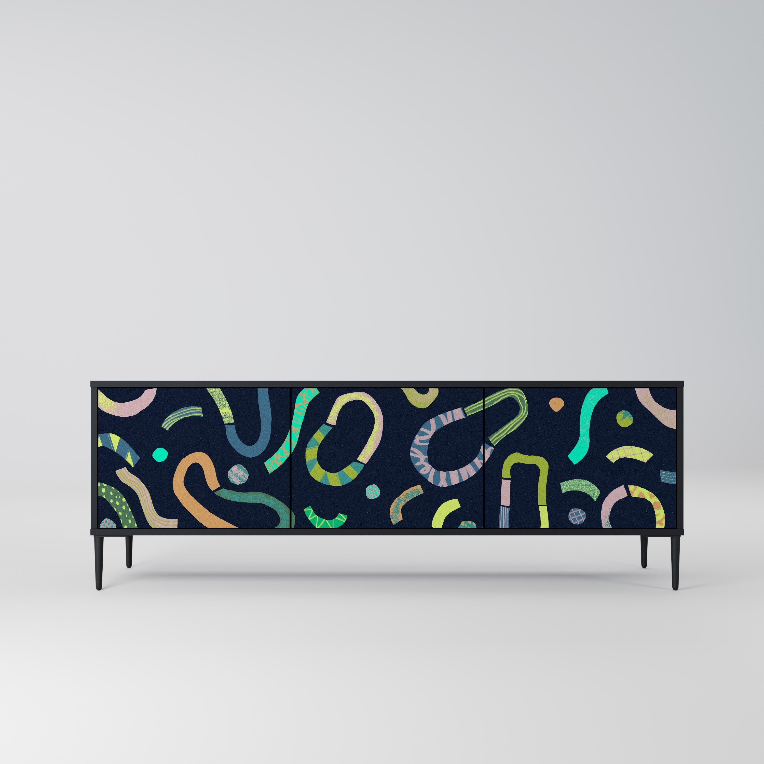 CONTRAST DANCE TV-Lowboard mit 3 Türen in Schwarz