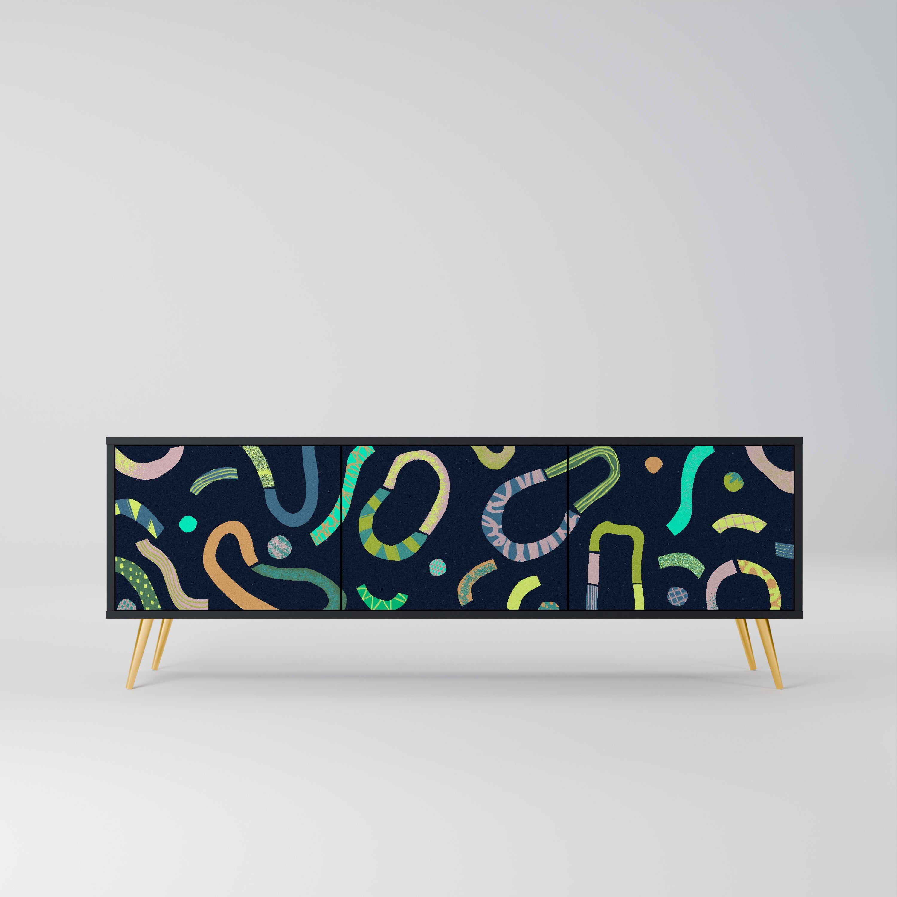 CONTRAST DANCE TV-Lowboard mit 3 Türen in Schwarz