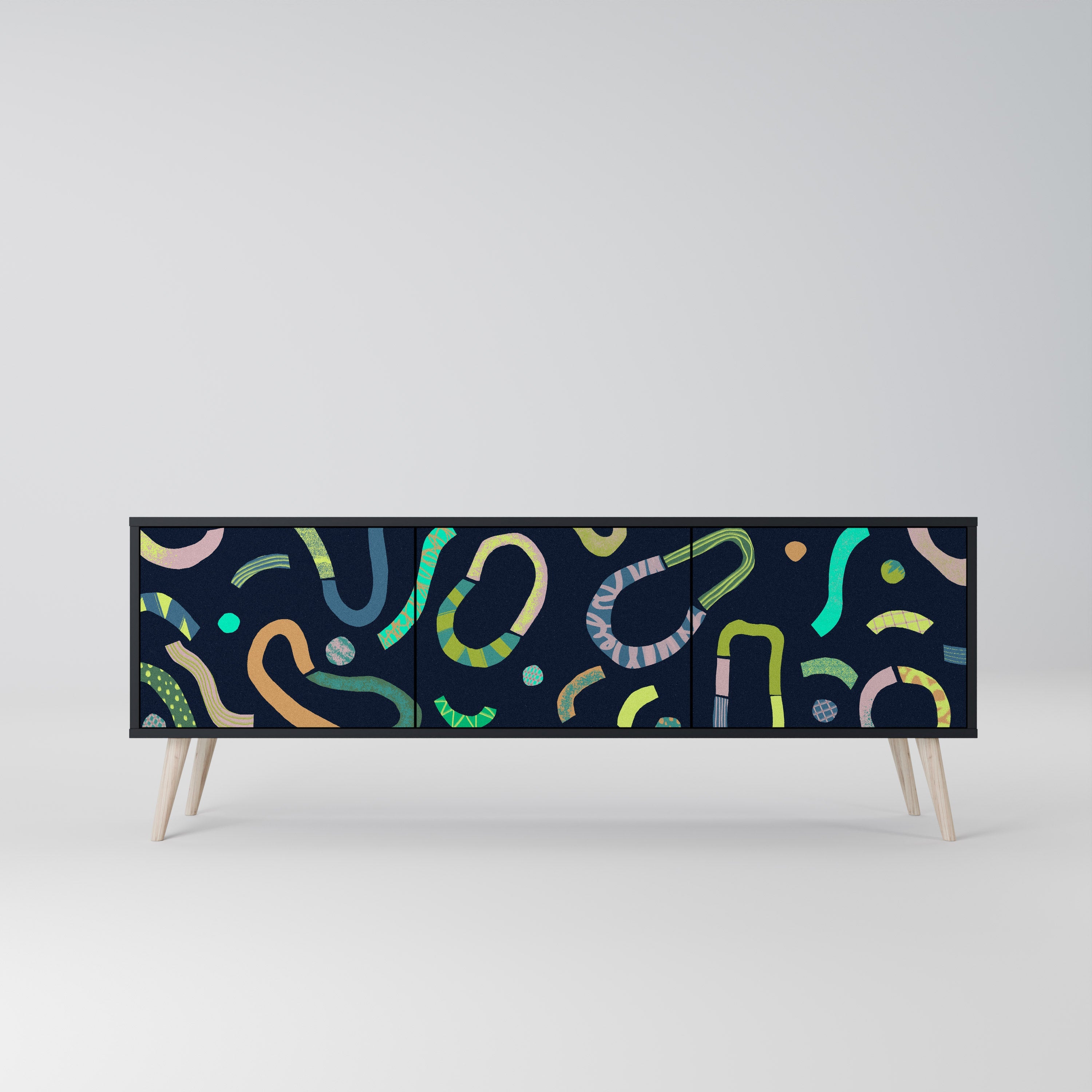 CONTRAST DANCE TV-Lowboard mit 3 Türen in Schwarz