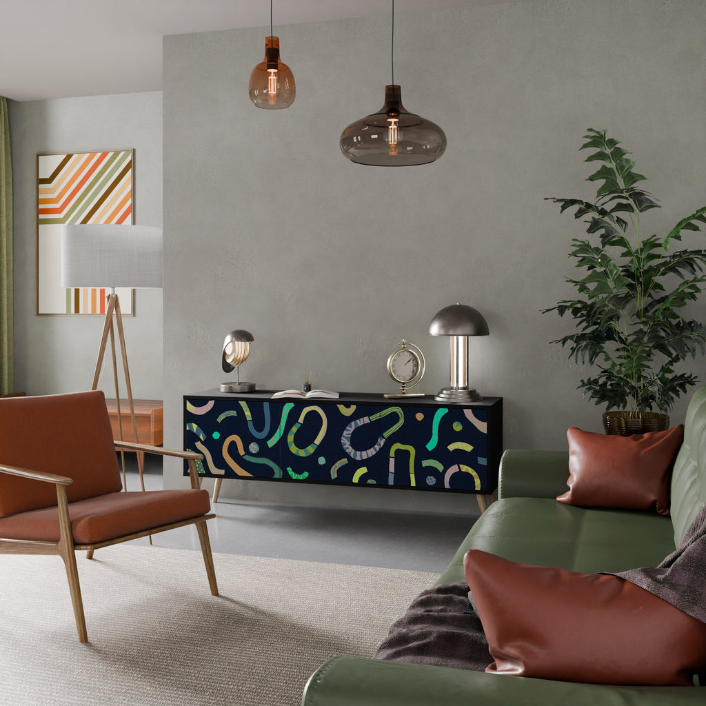 CONTRAST DANCE TV-Lowboard mit 3 Türen in Schwarz