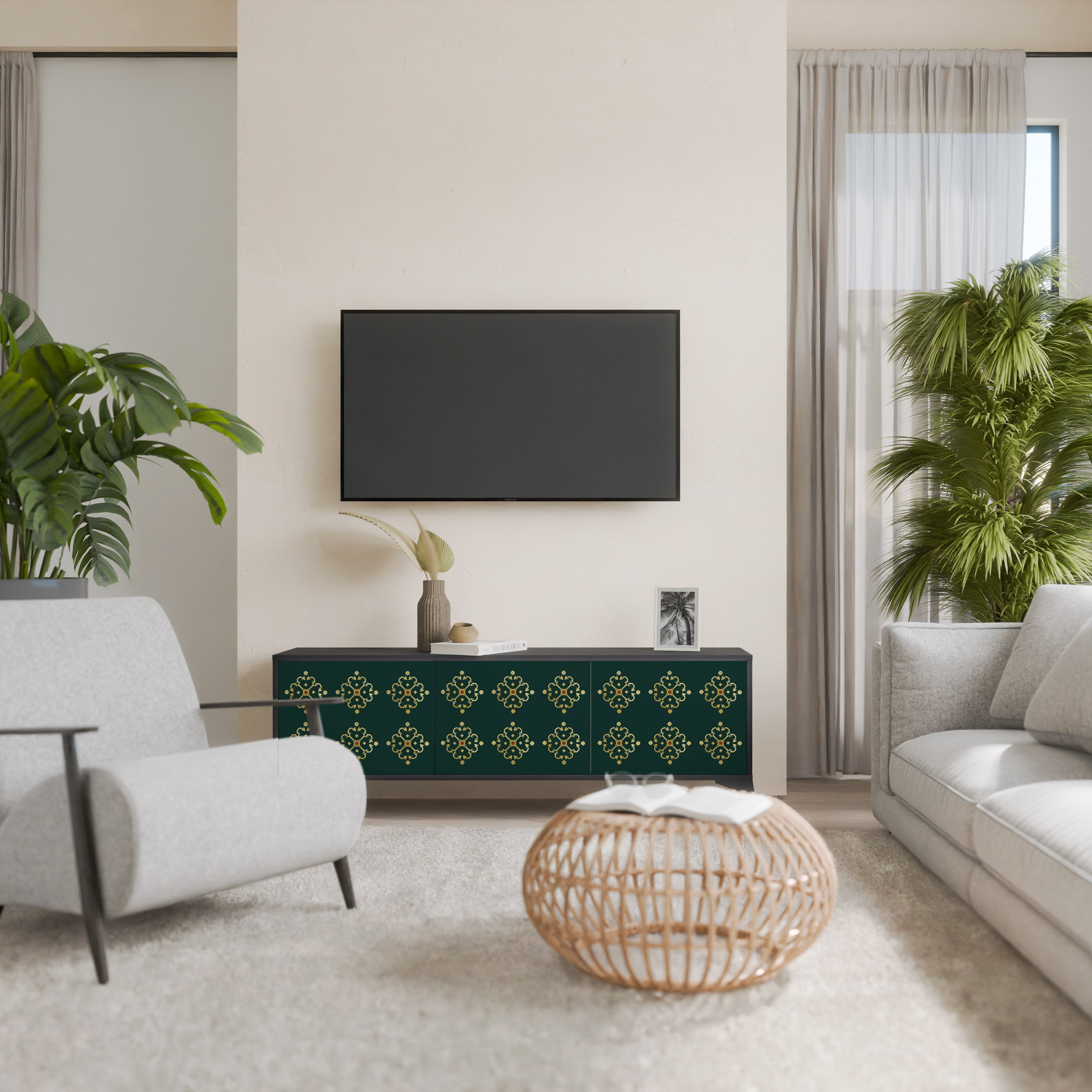 ROYAL MEDALLION TV-Lowboard mit 3 Türen in Schwarz