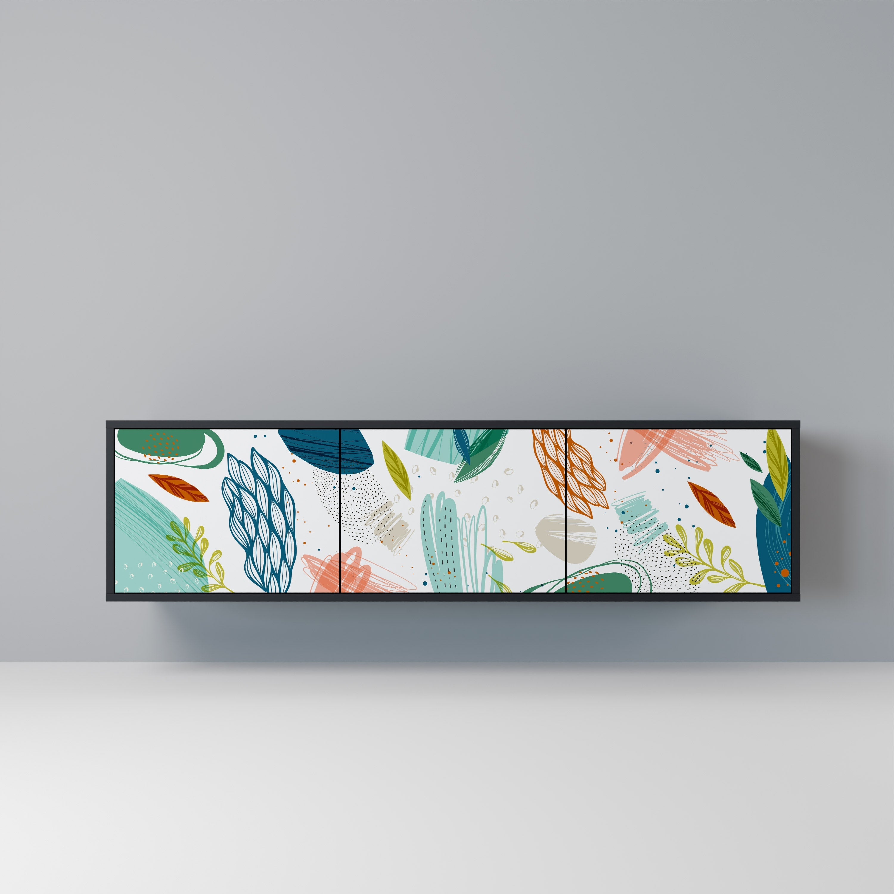 BOTANICAL HURRICANE TV-Lowboard mit 3 Türen in Schwarz