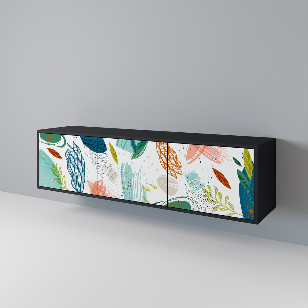 BOTANICAL HURRICANE TV-Lowboard mit 3 Türen in Schwarz