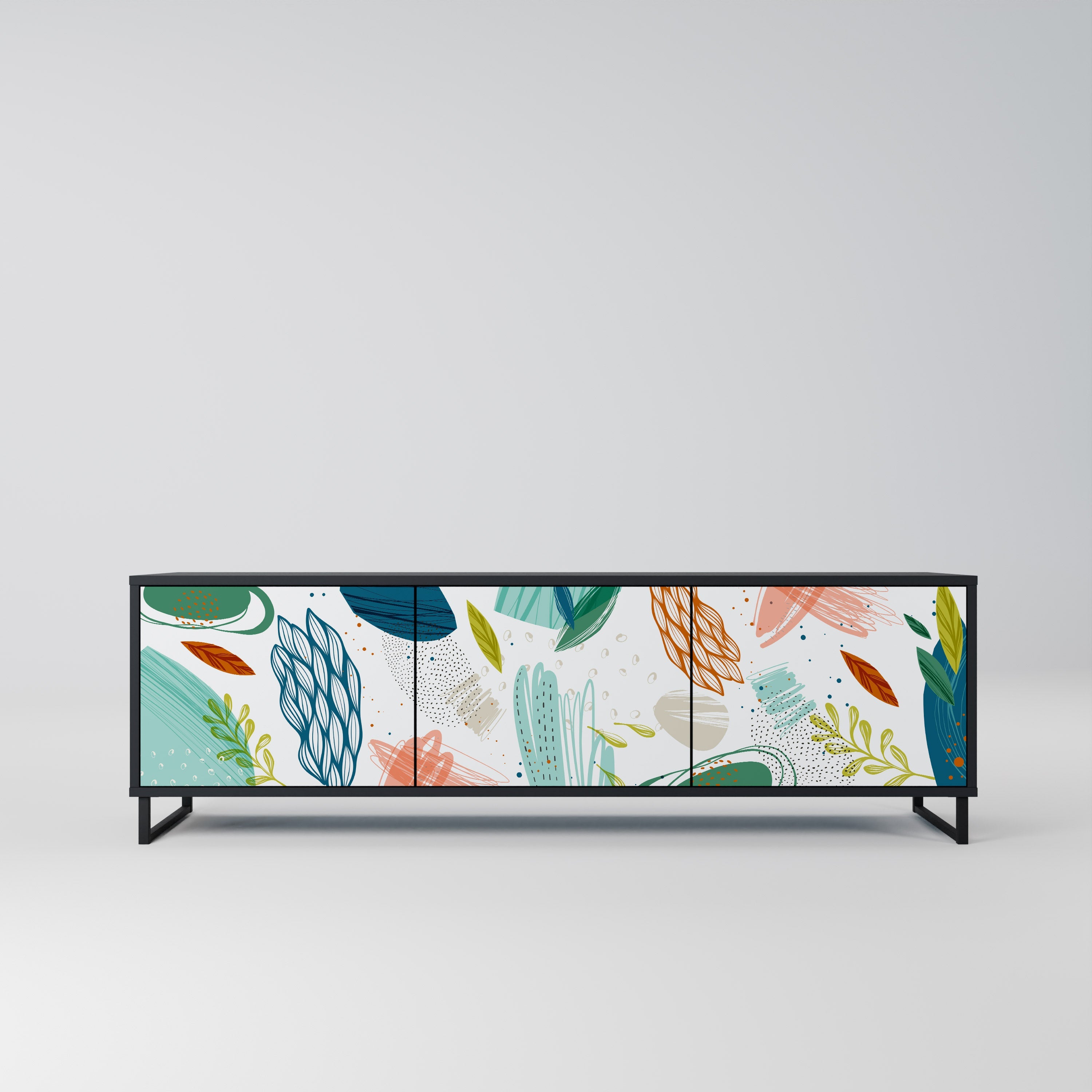 BOTANICAL HURRICANE TV-Lowboard mit 3 Türen in Schwarz