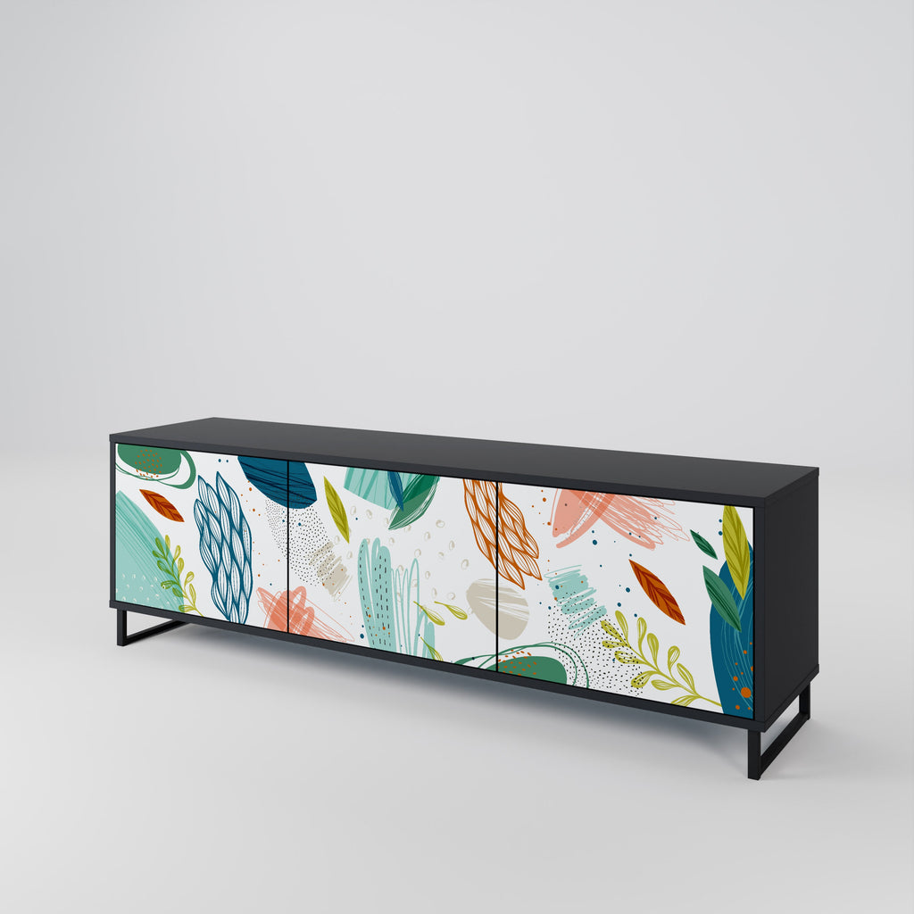 BOTANICAL HURRICANE TV-Lowboard mit 3 Türen in Schwarz