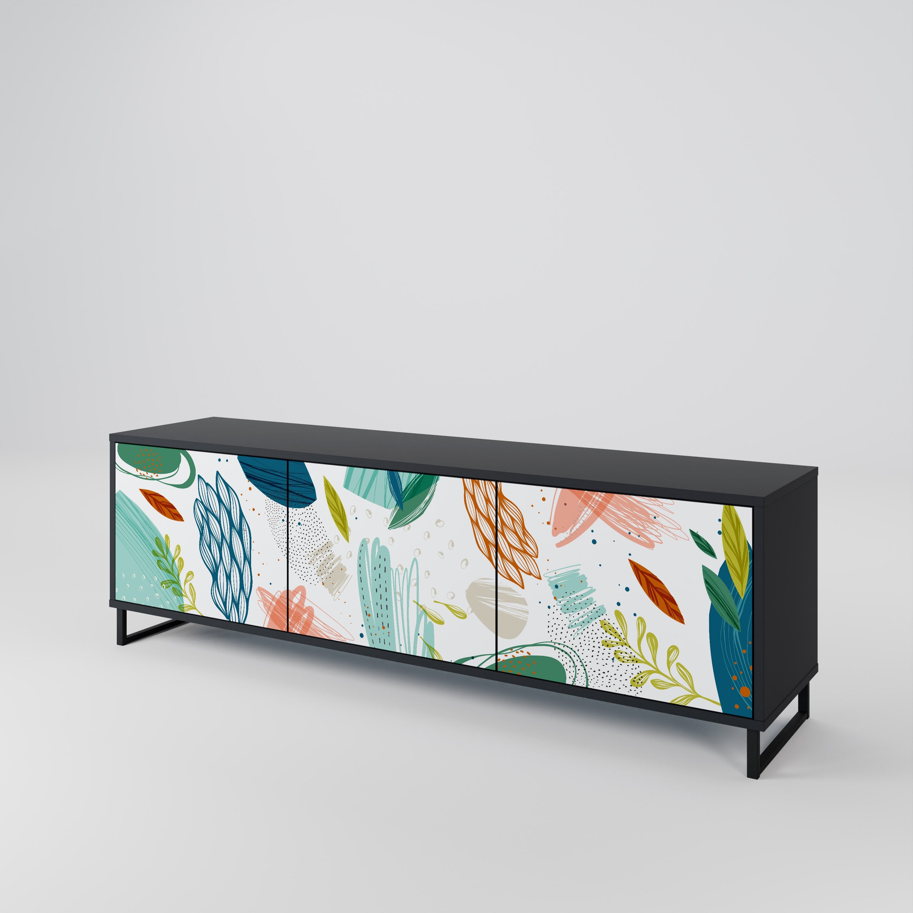 BOTANICAL HURRICANE TV-Lowboard mit 3 Türen in Schwarz