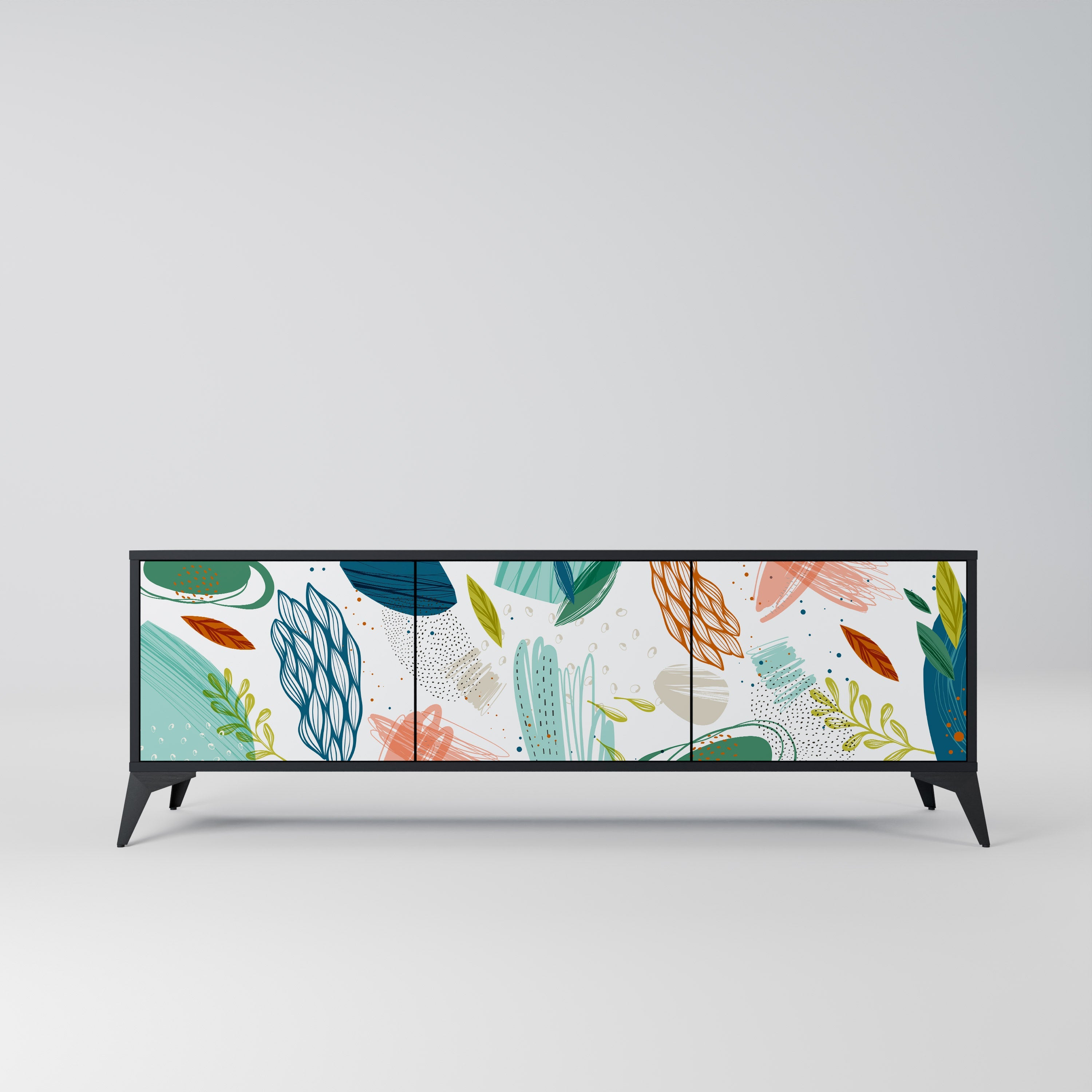 BOTANICAL HURRICANE TV-Lowboard mit 3 Türen in Schwarz