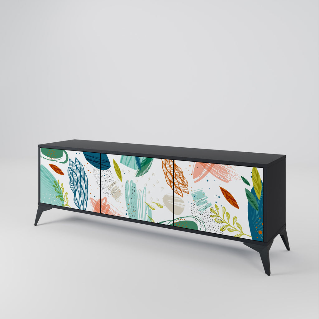 BOTANICAL HURRICANE TV-Lowboard mit 3 Türen in Schwarz