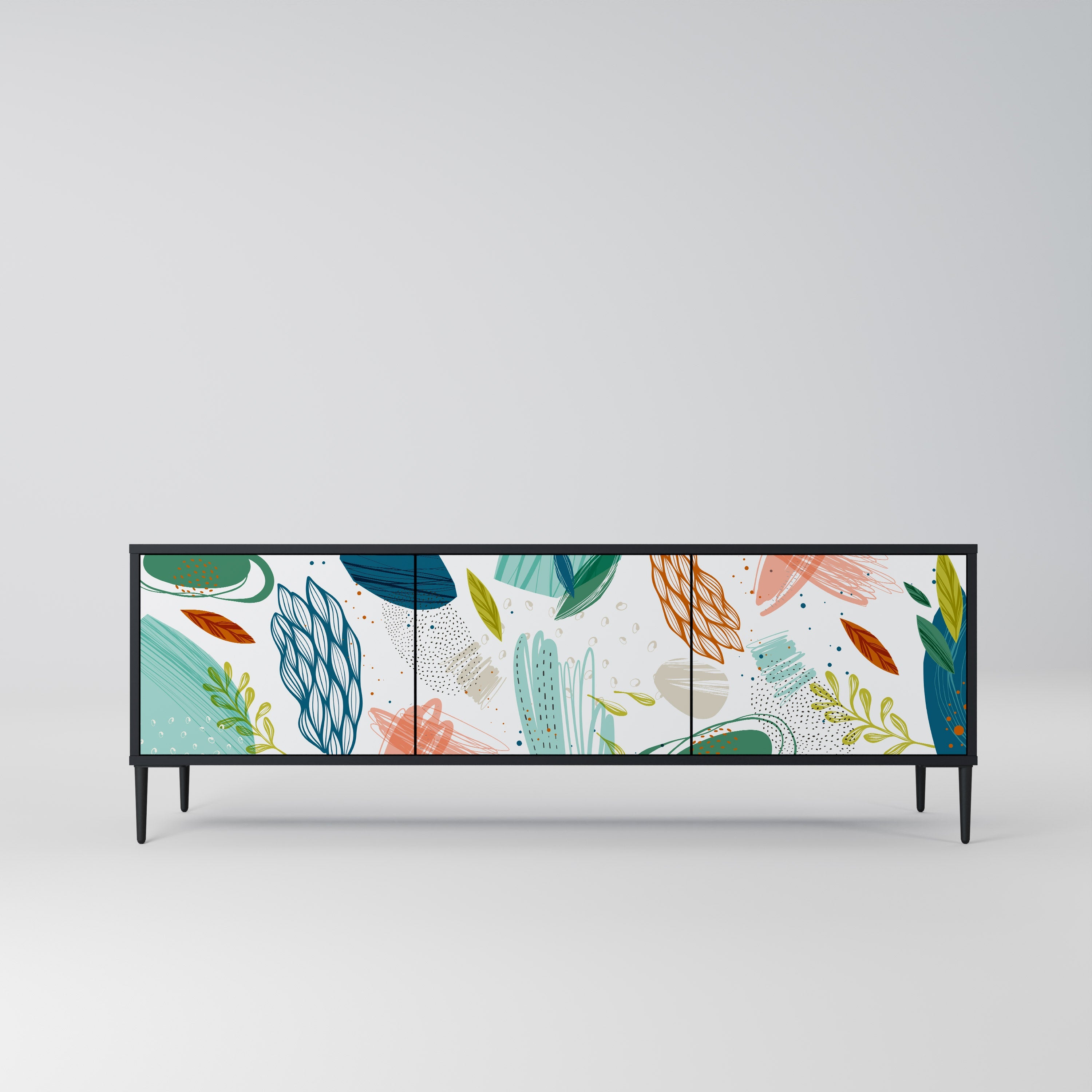 BOTANICAL HURRICANE TV-Lowboard mit 3 Türen in Schwarz