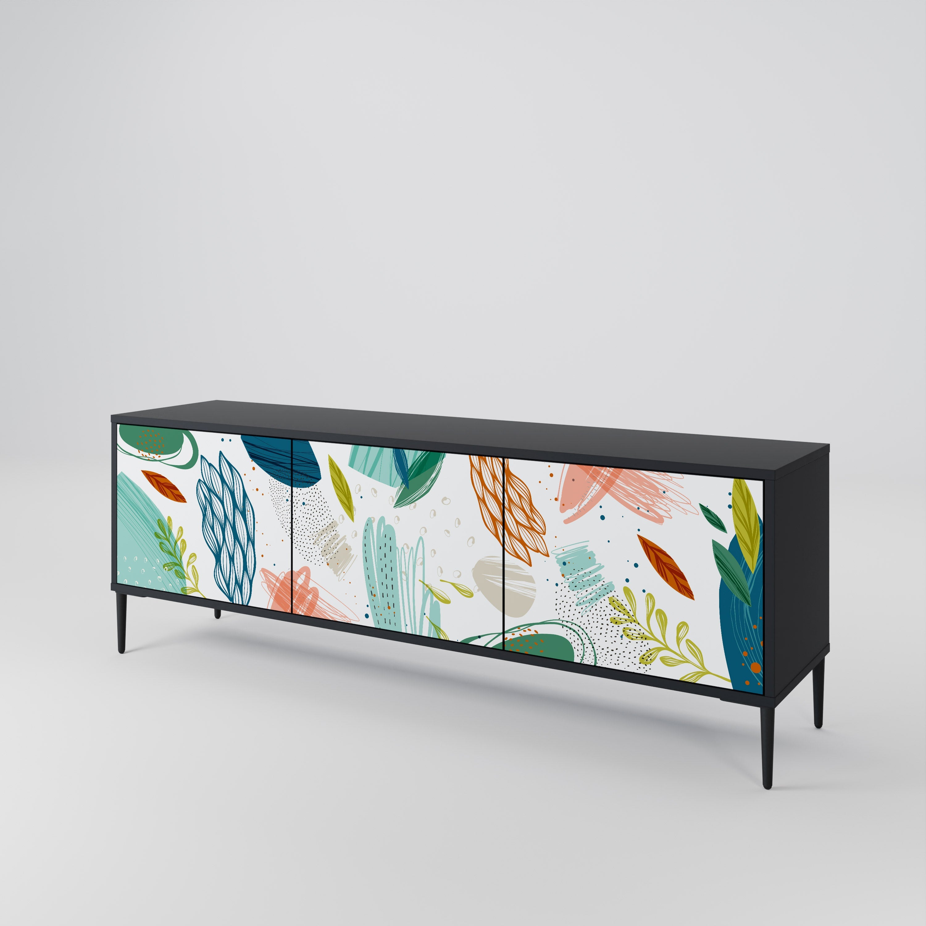 BOTANICAL HURRICANE TV-Lowboard mit 3 Türen in Schwarz