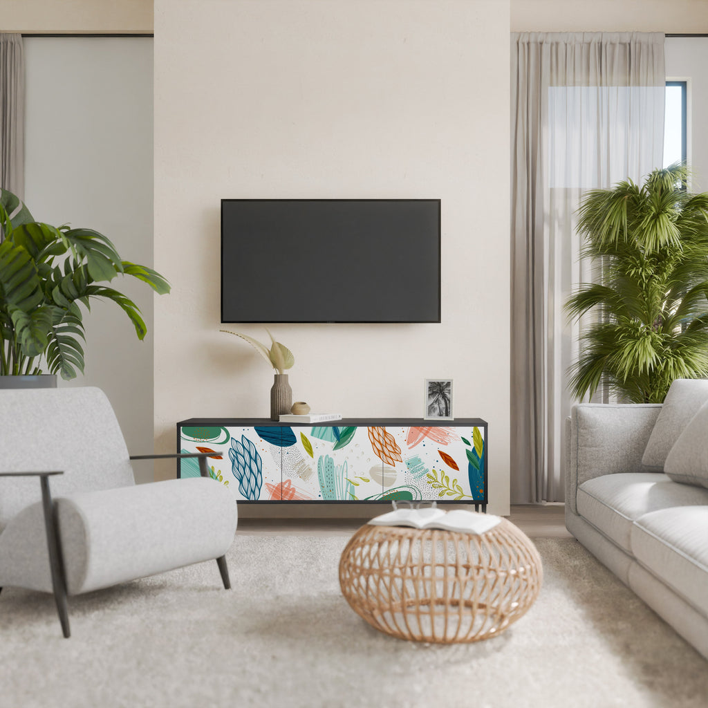 BOTANICAL HURRICANE TV-Lowboard mit 3 Türen in Schwarz