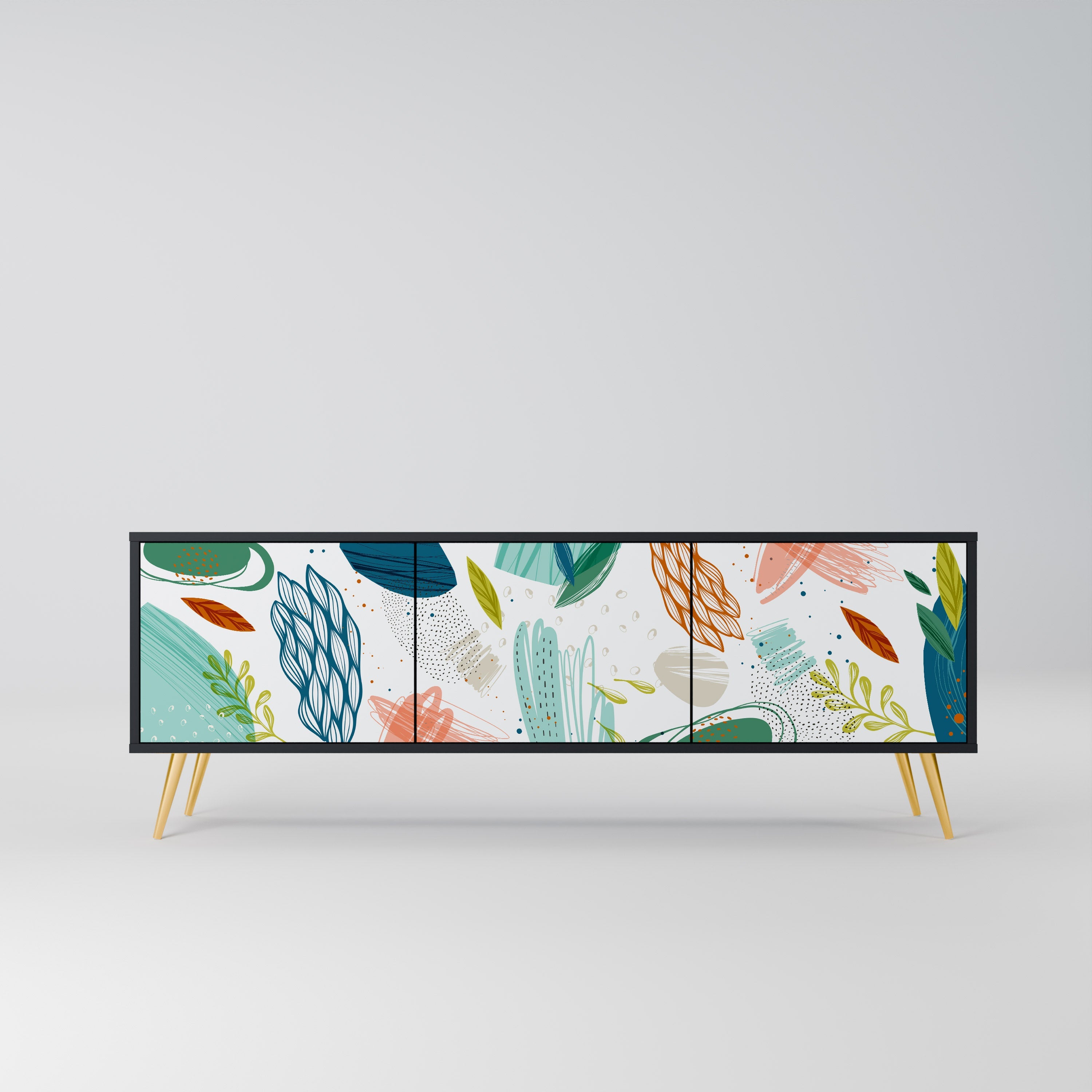 BOTANICAL HURRICANE TV-Lowboard mit 3 Türen in Schwarz