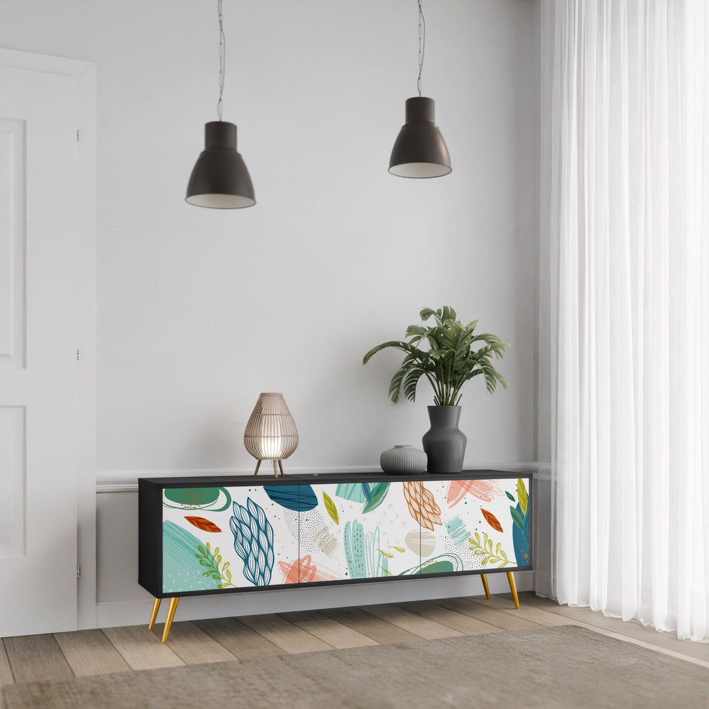 BOTANICAL HURRICANE TV-Lowboard mit 3 Türen in Schwarz