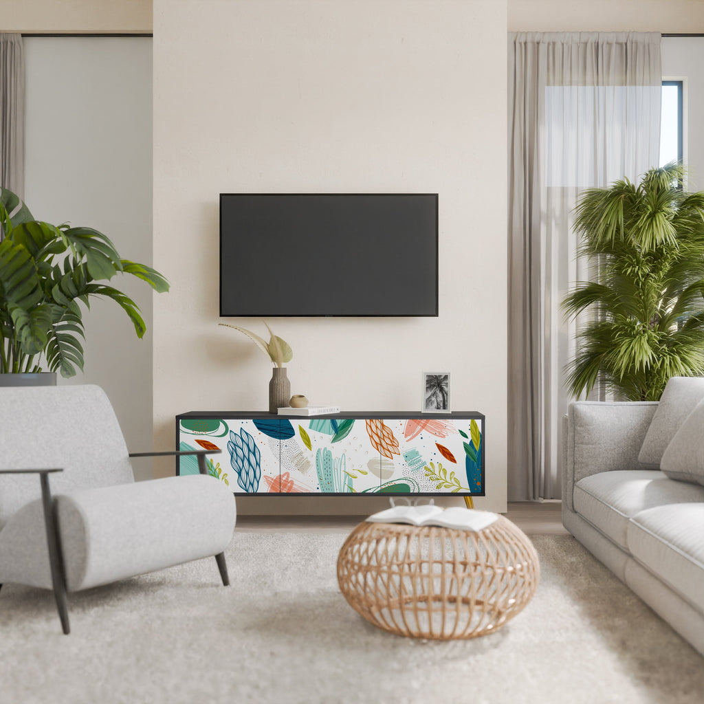BOTANICAL HURRICANE TV-Lowboard mit 3 Türen in Schwarz