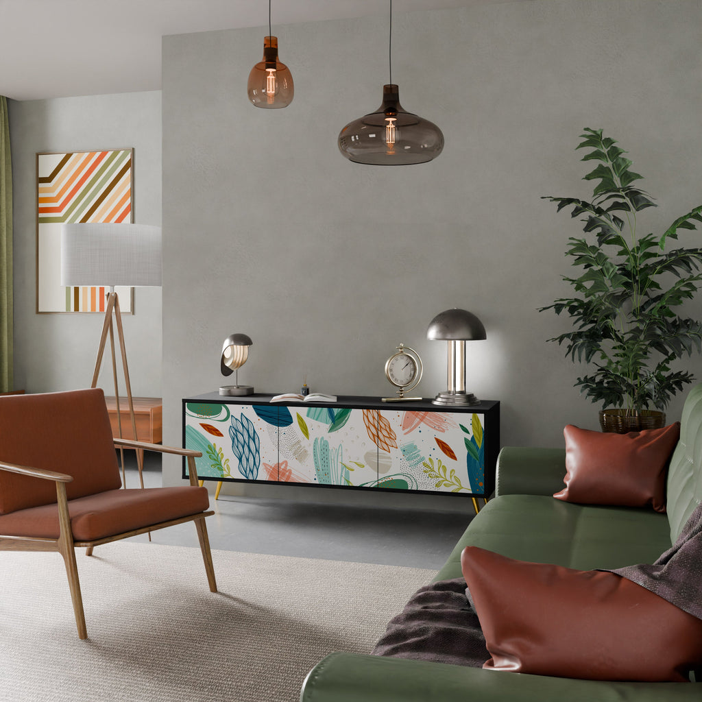 BOTANICAL HURRICANE TV-Lowboard mit 3 Türen in Schwarz