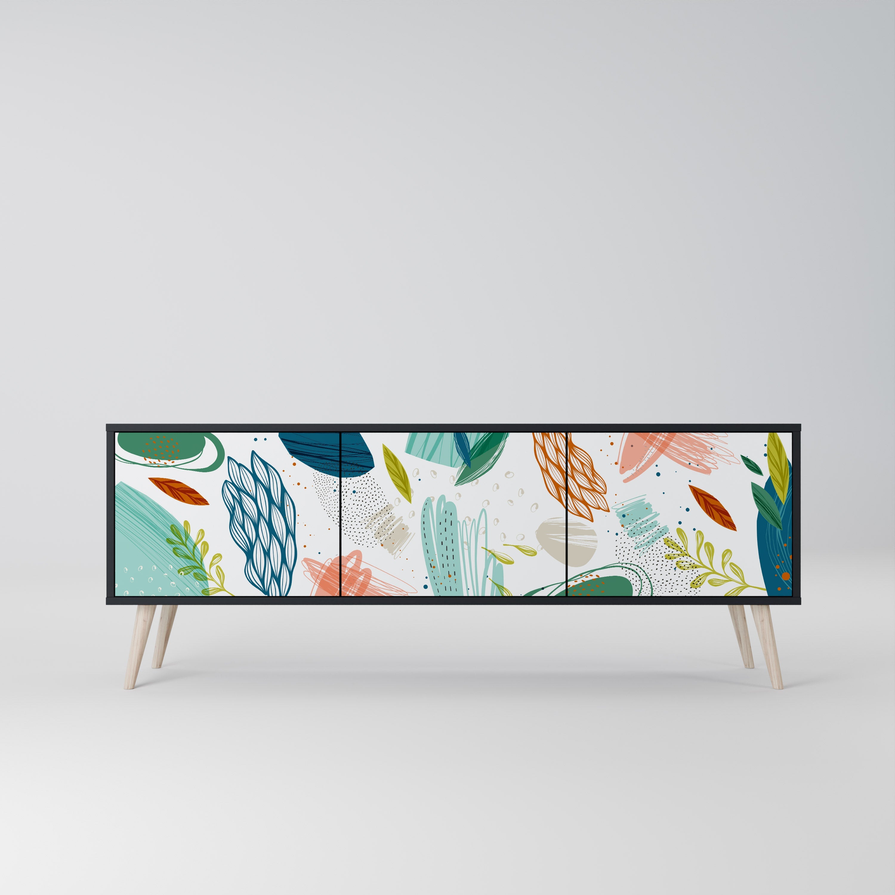 BOTANICAL HURRICANE TV-Lowboard mit 3 Türen in Schwarz