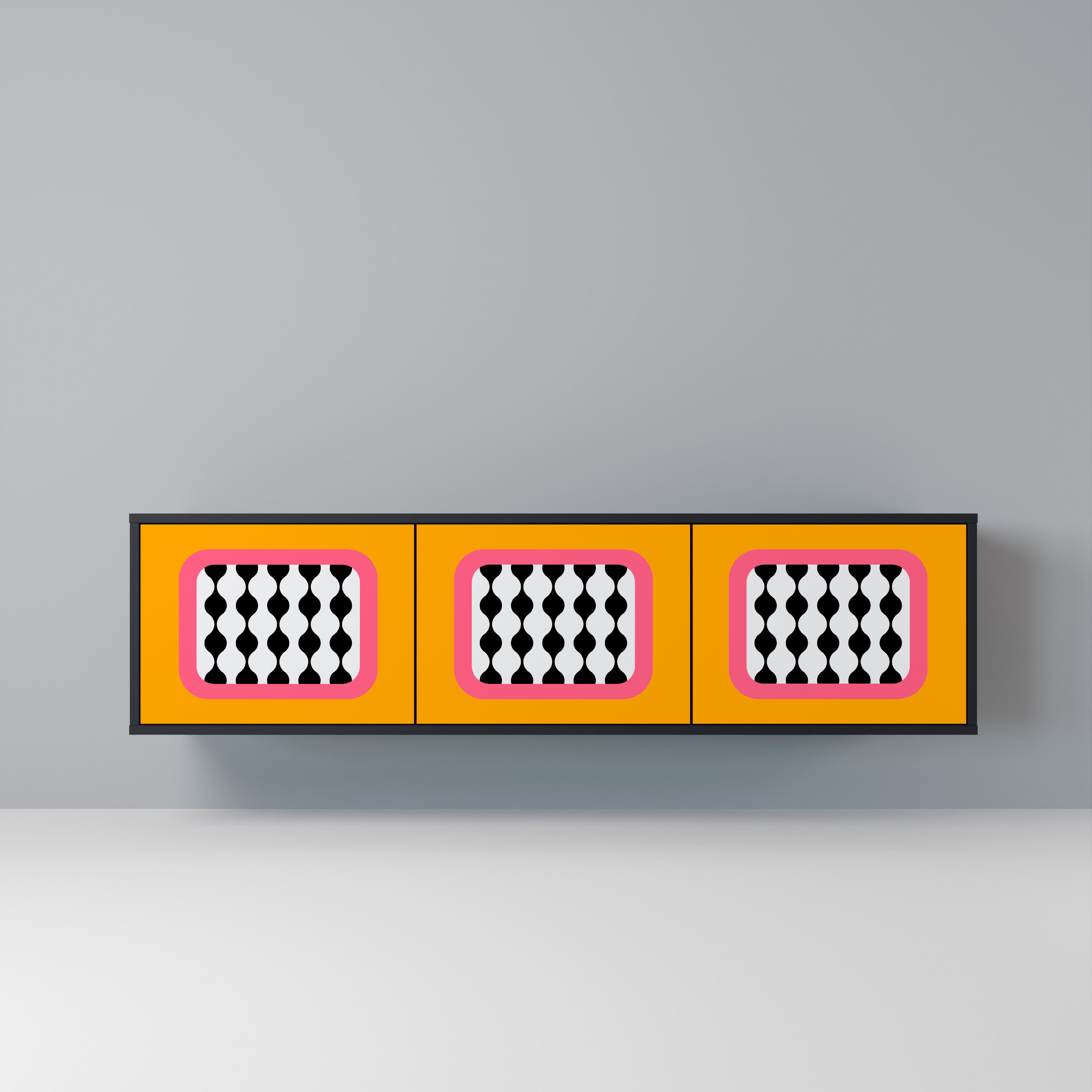 TEARS IN HEAVEN TV-Lowboard mit 3 Türen in Schwarz