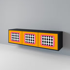 TEARS IN HEAVEN TV-Lowboard mit 3 Türen in Schwarz