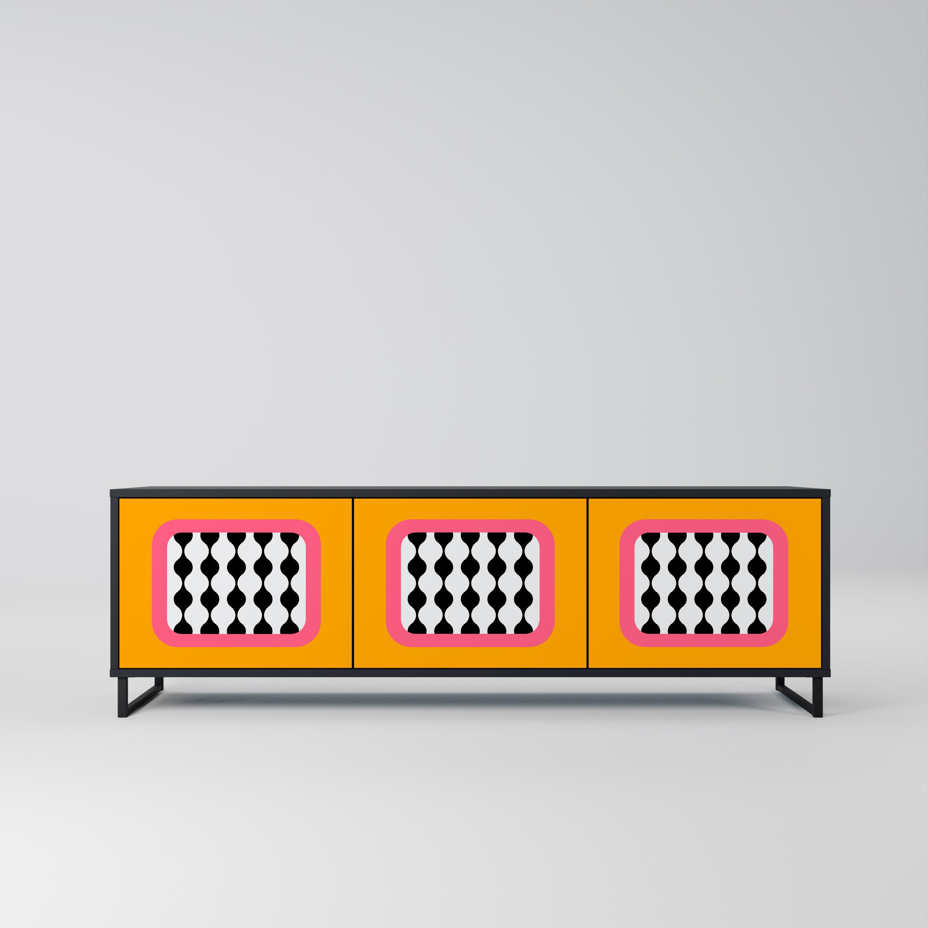 TEARS IN HEAVEN TV-Lowboard mit 3 Türen in Schwarz