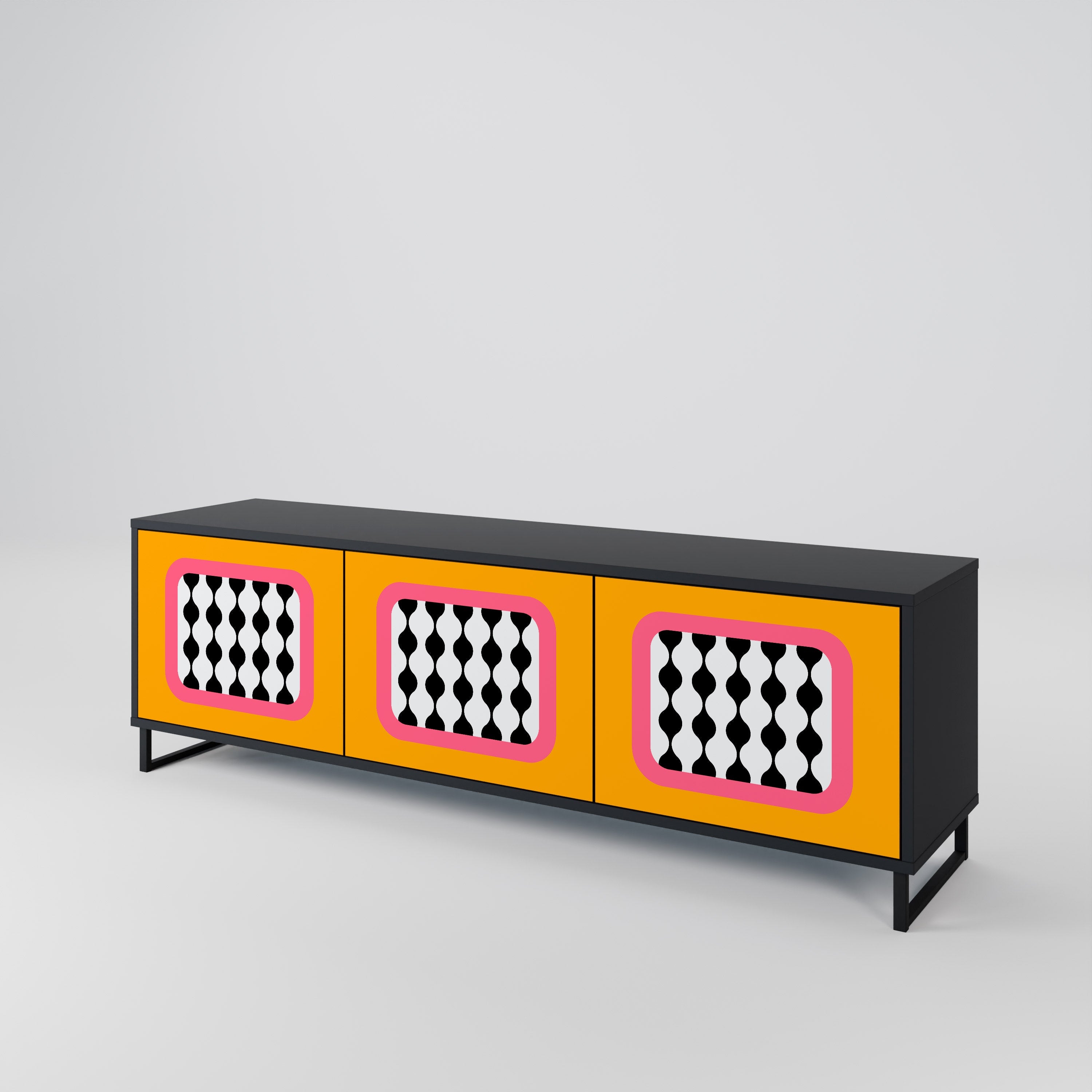 TEARS IN HEAVEN TV-Lowboard mit 3 Türen in Schwarz