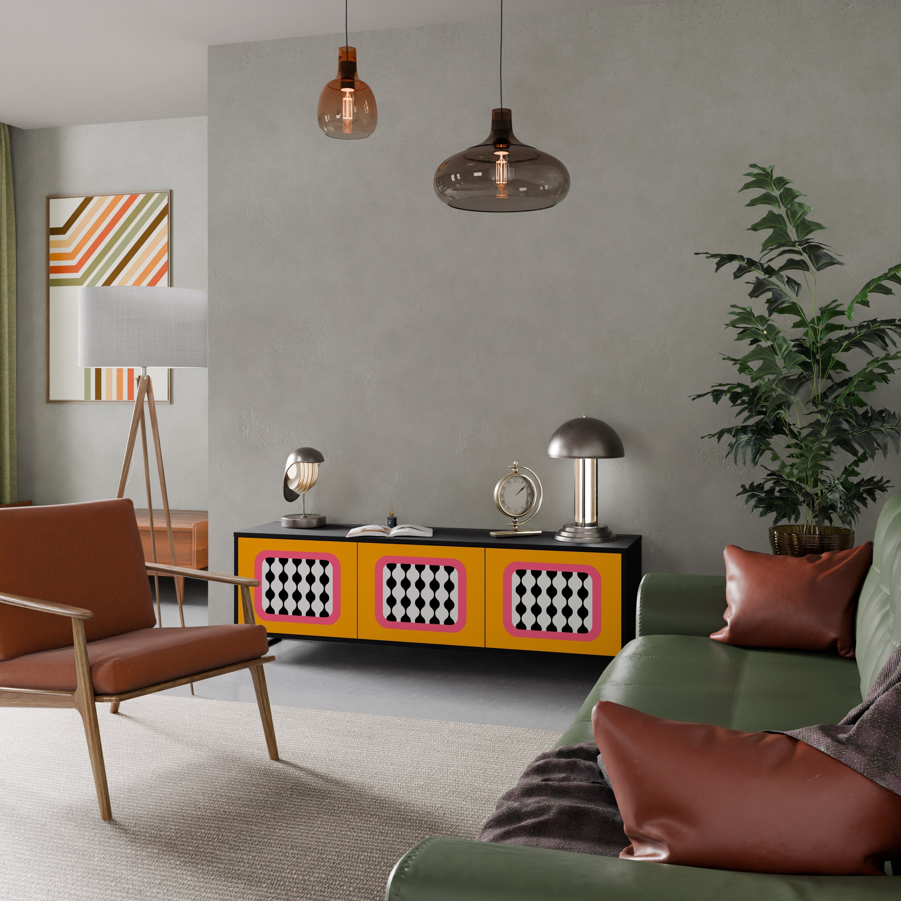 TEARS IN HEAVEN TV-Lowboard mit 3 Türen in Schwarz