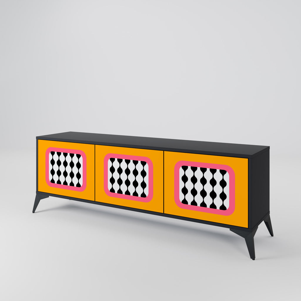 TEARS IN HEAVEN TV-Lowboard mit 3 Türen in Schwarz