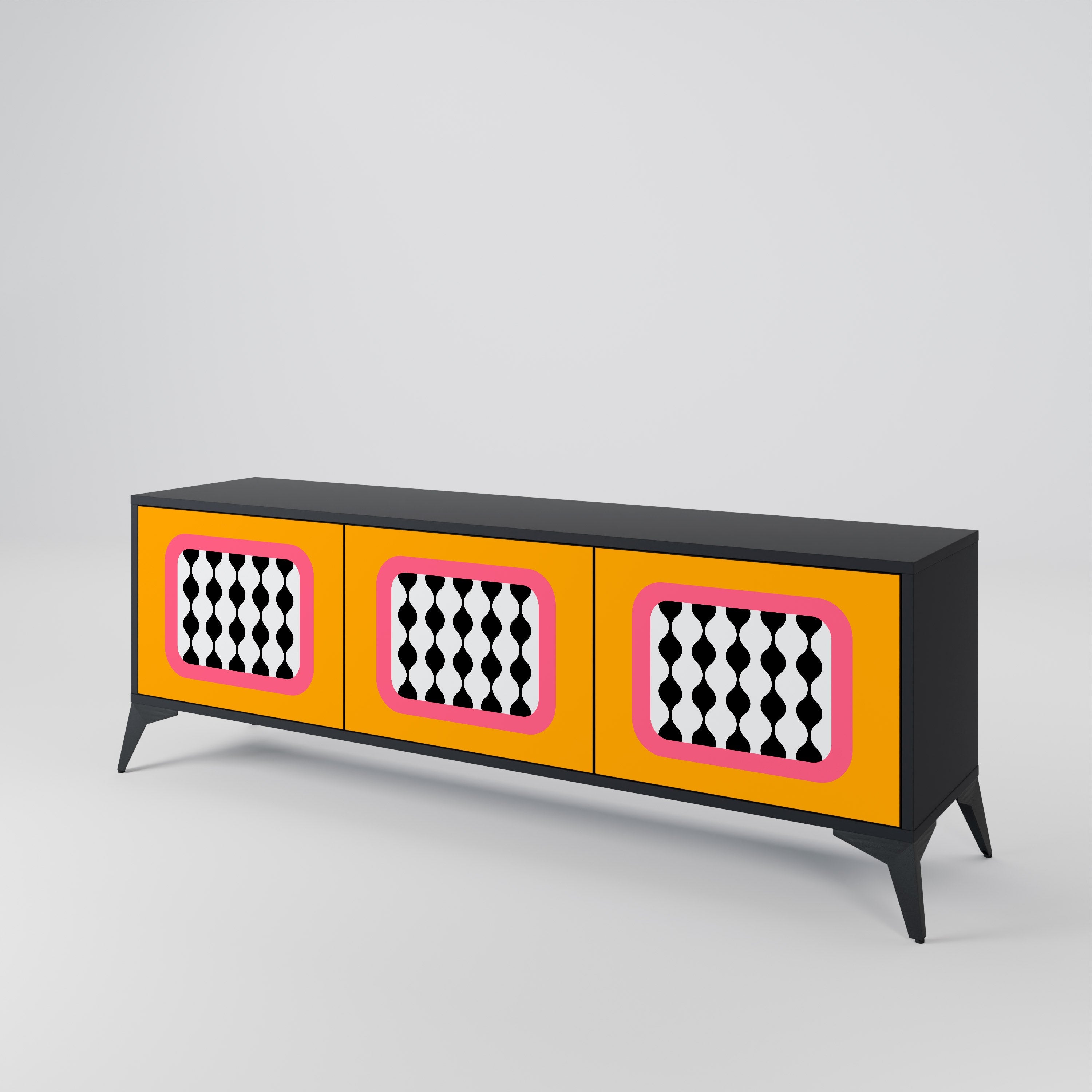 TEARS IN HEAVEN TV-Lowboard mit 3 Türen in Schwarz