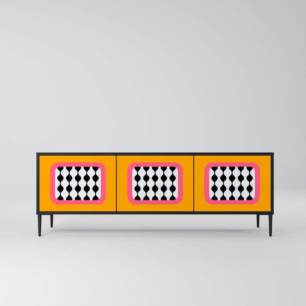 TEARS IN HEAVEN TV-Lowboard mit 3 Türen in Schwarz