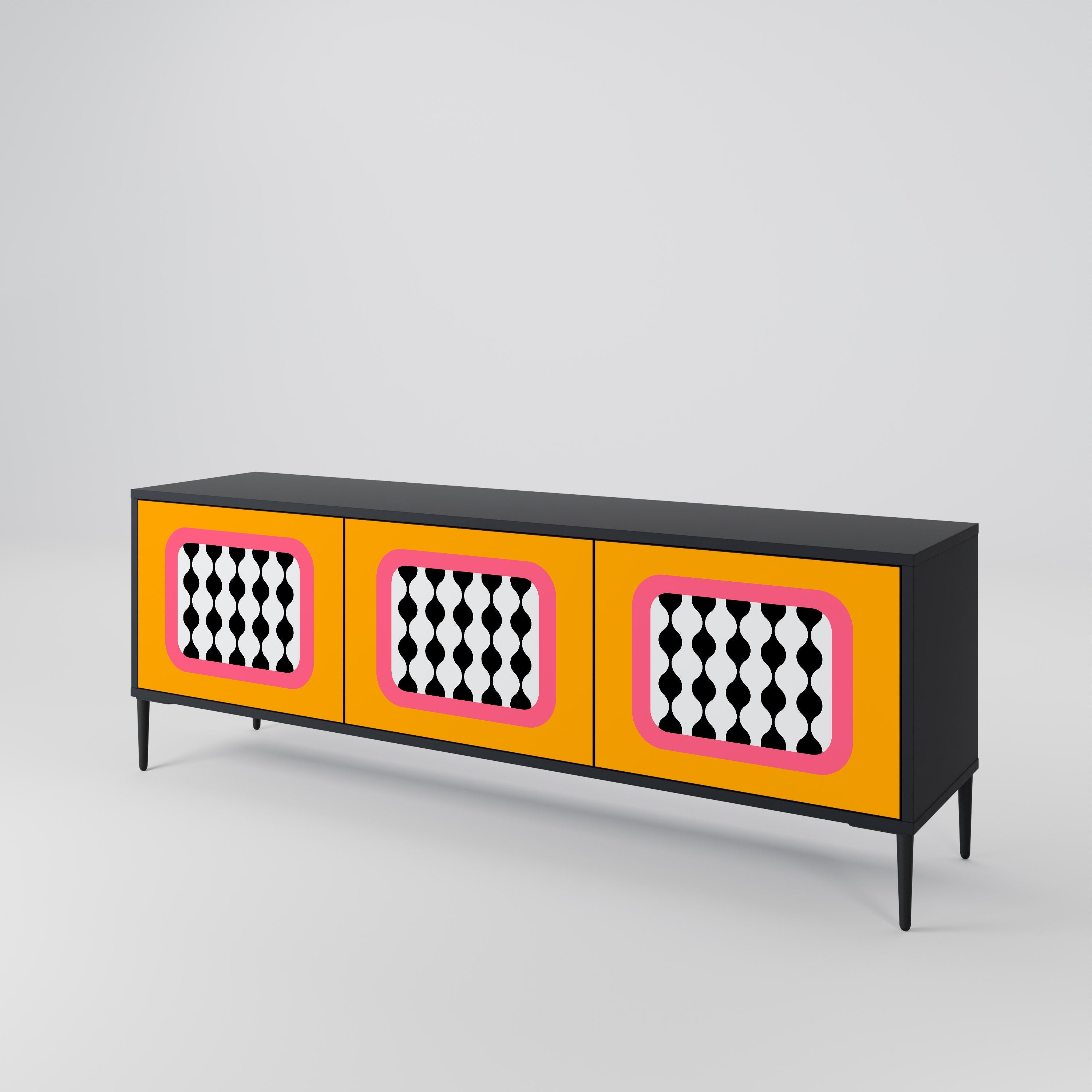 TEARS IN HEAVEN TV-Lowboard mit 3 Türen in Schwarz