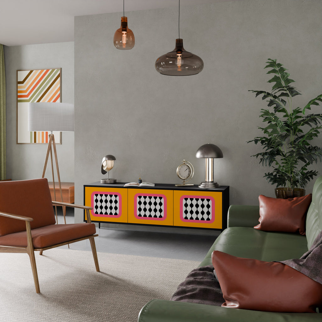 TEARS IN HEAVEN TV-Lowboard mit 3 Türen in Schwarz