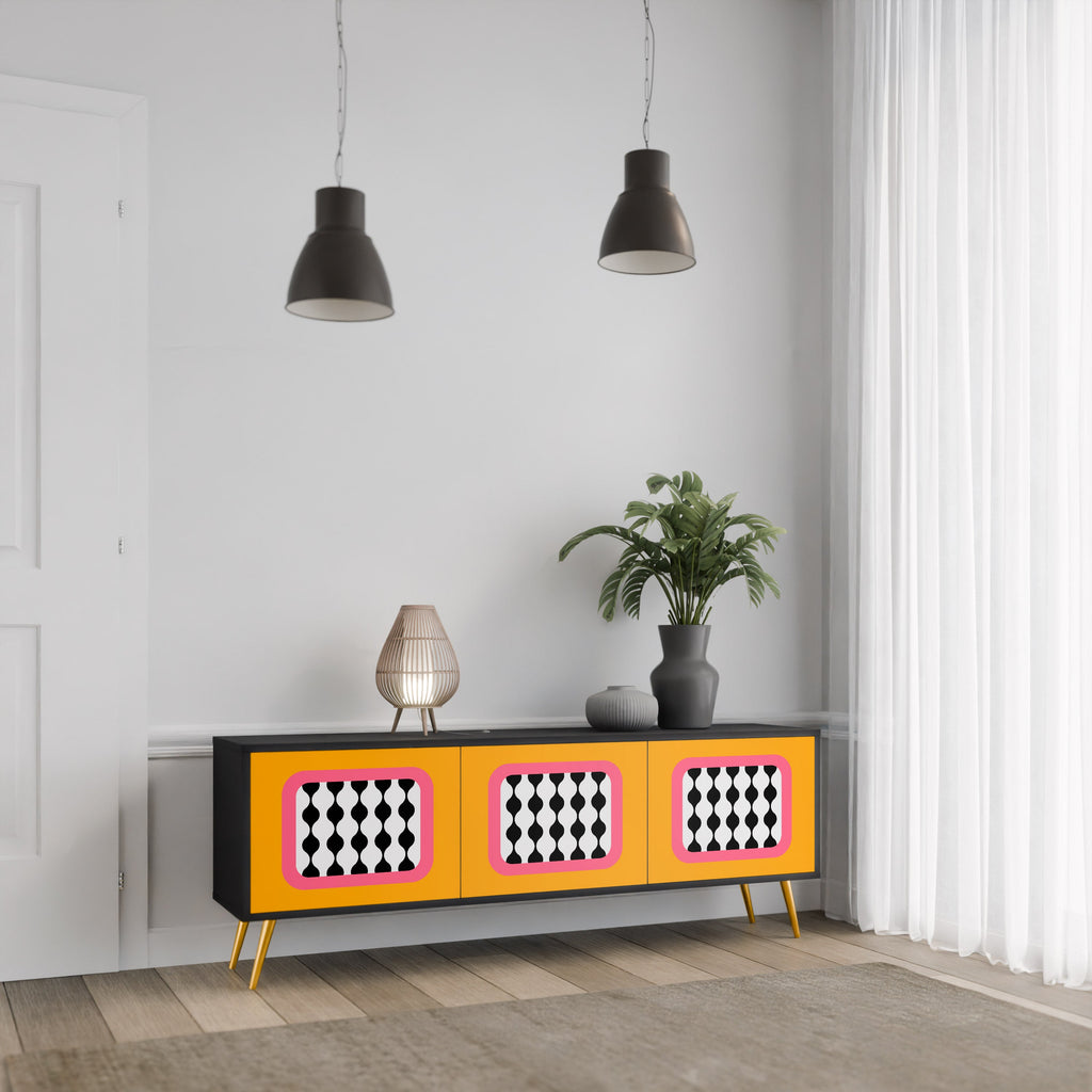 TEARS IN HEAVEN TV-Lowboard mit 3 Türen in Schwarz