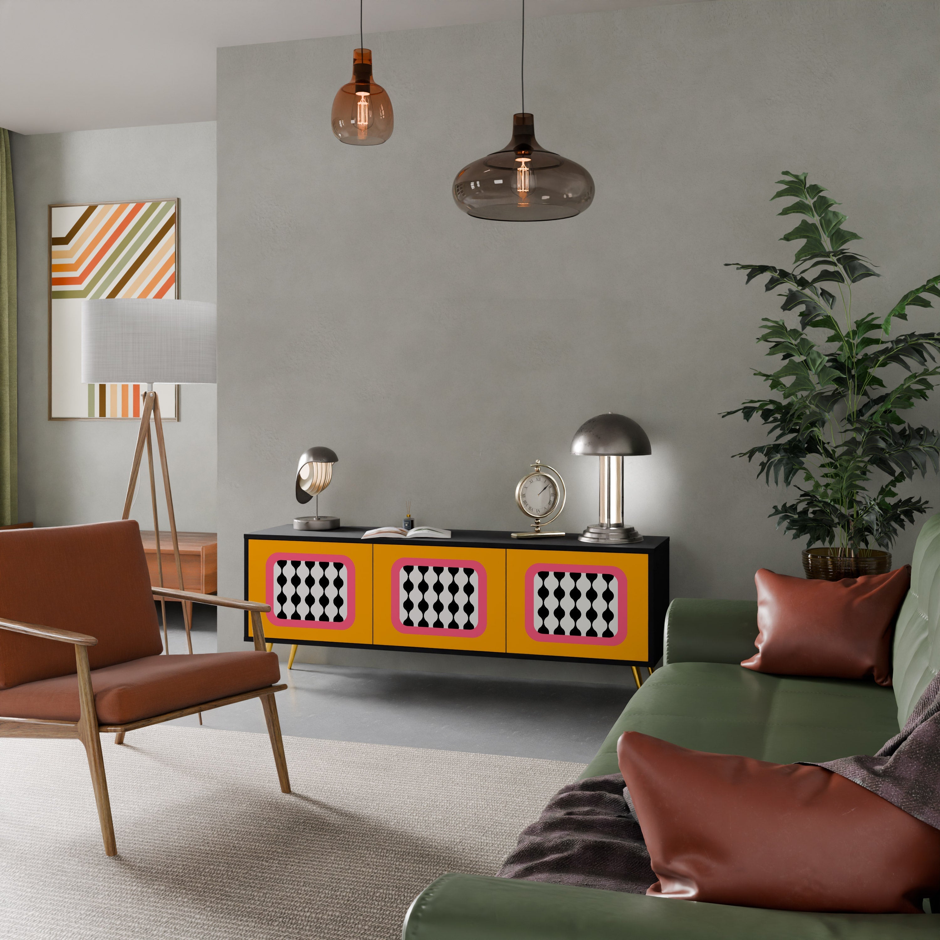 TEARS IN HEAVEN TV-Lowboard mit 3 Türen in Schwarz