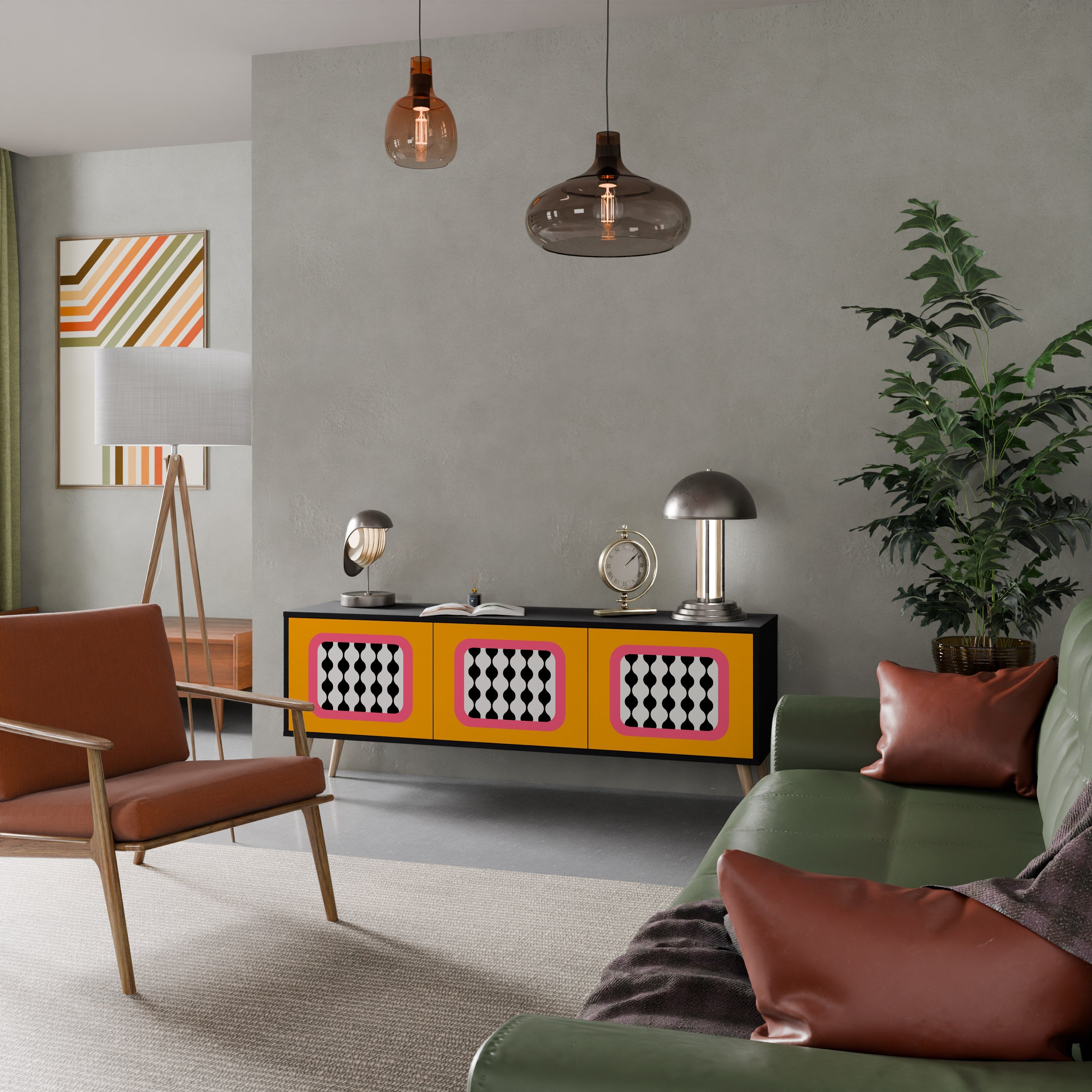 TEARS IN HEAVEN TV-Lowboard mit 3 Türen in Schwarz