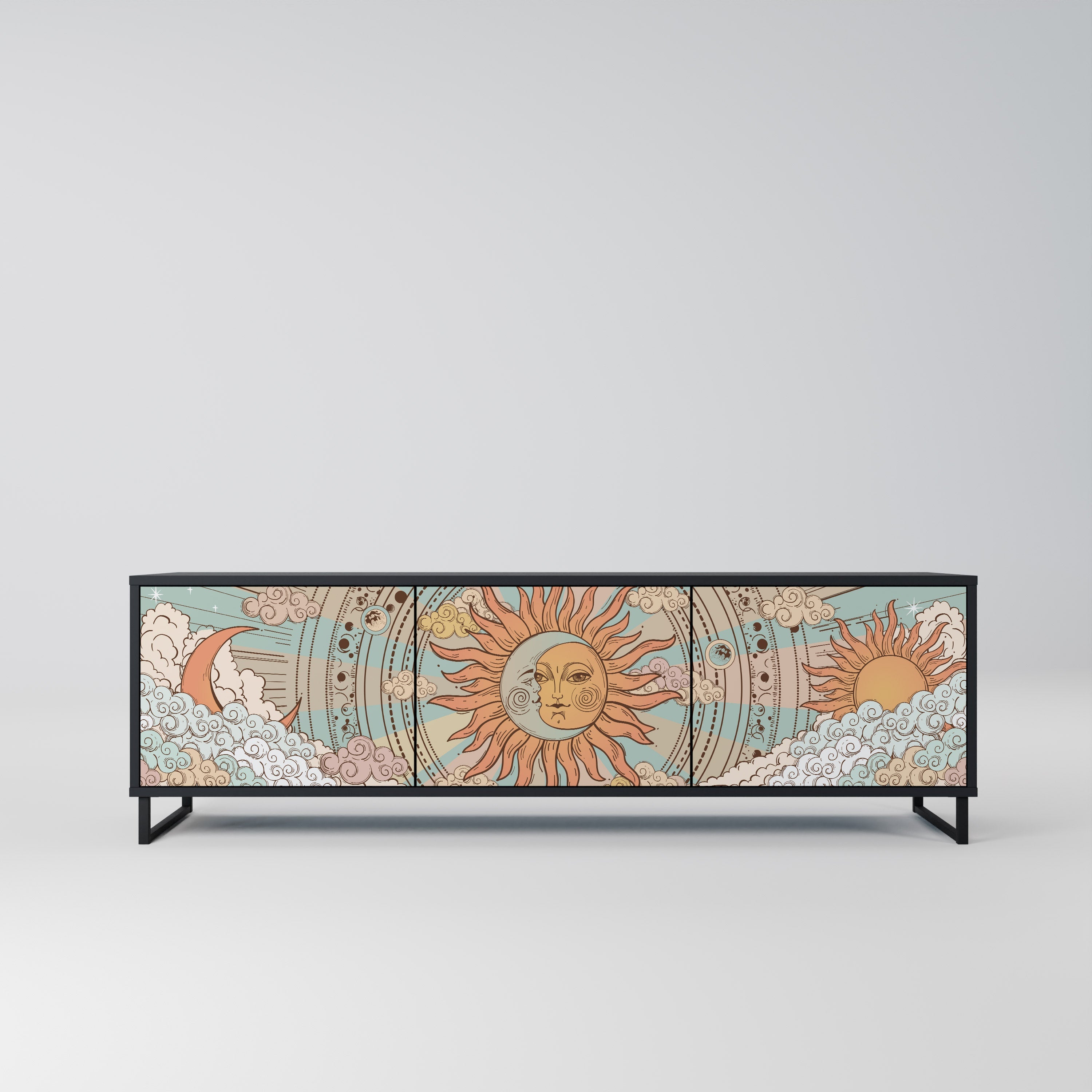 MYSTICAL STRUCTURE TV-Lowboard mit 3 Türen in Schwarz