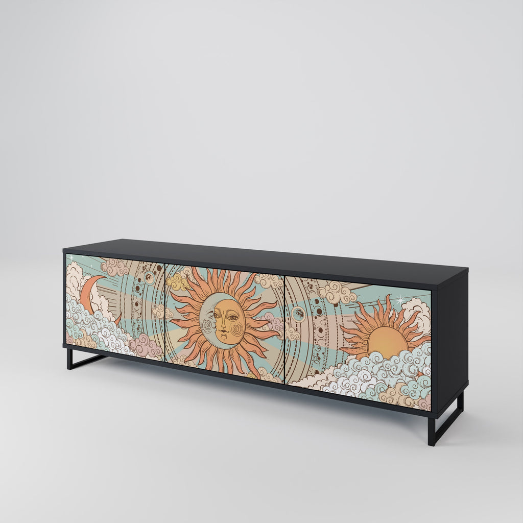 MYSTICAL STRUCTURE TV-Lowboard mit 3 Türen in Schwarz